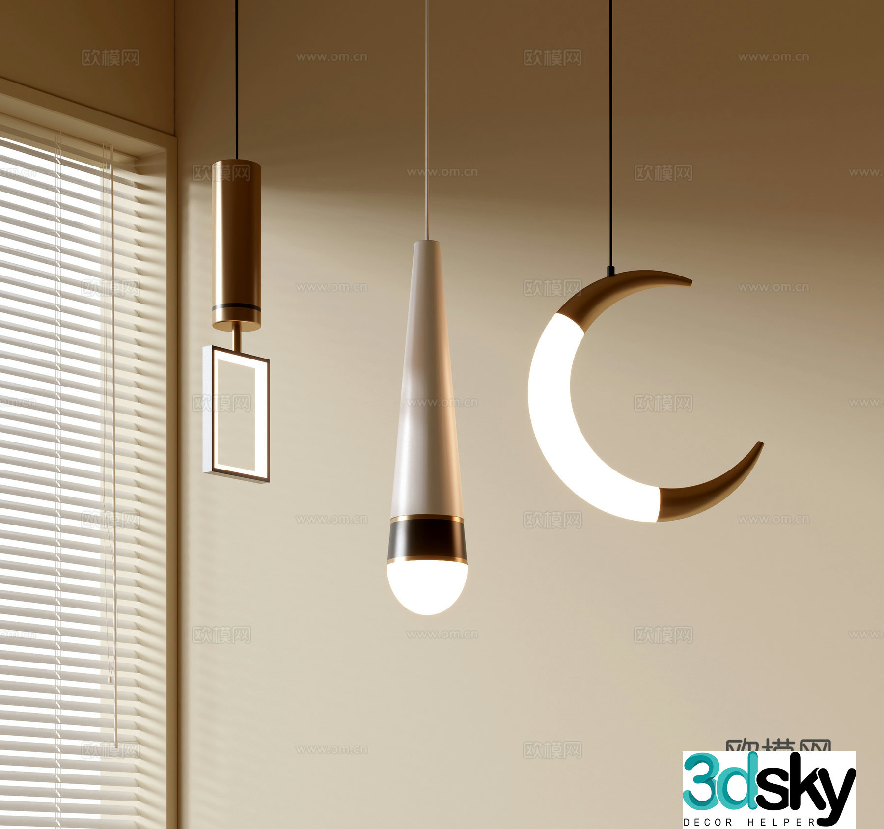 Modern simple chandeliers Nordic style chandeliers Mediterranean style chandeliers Study lamp combination Restaurant lamp 3D model