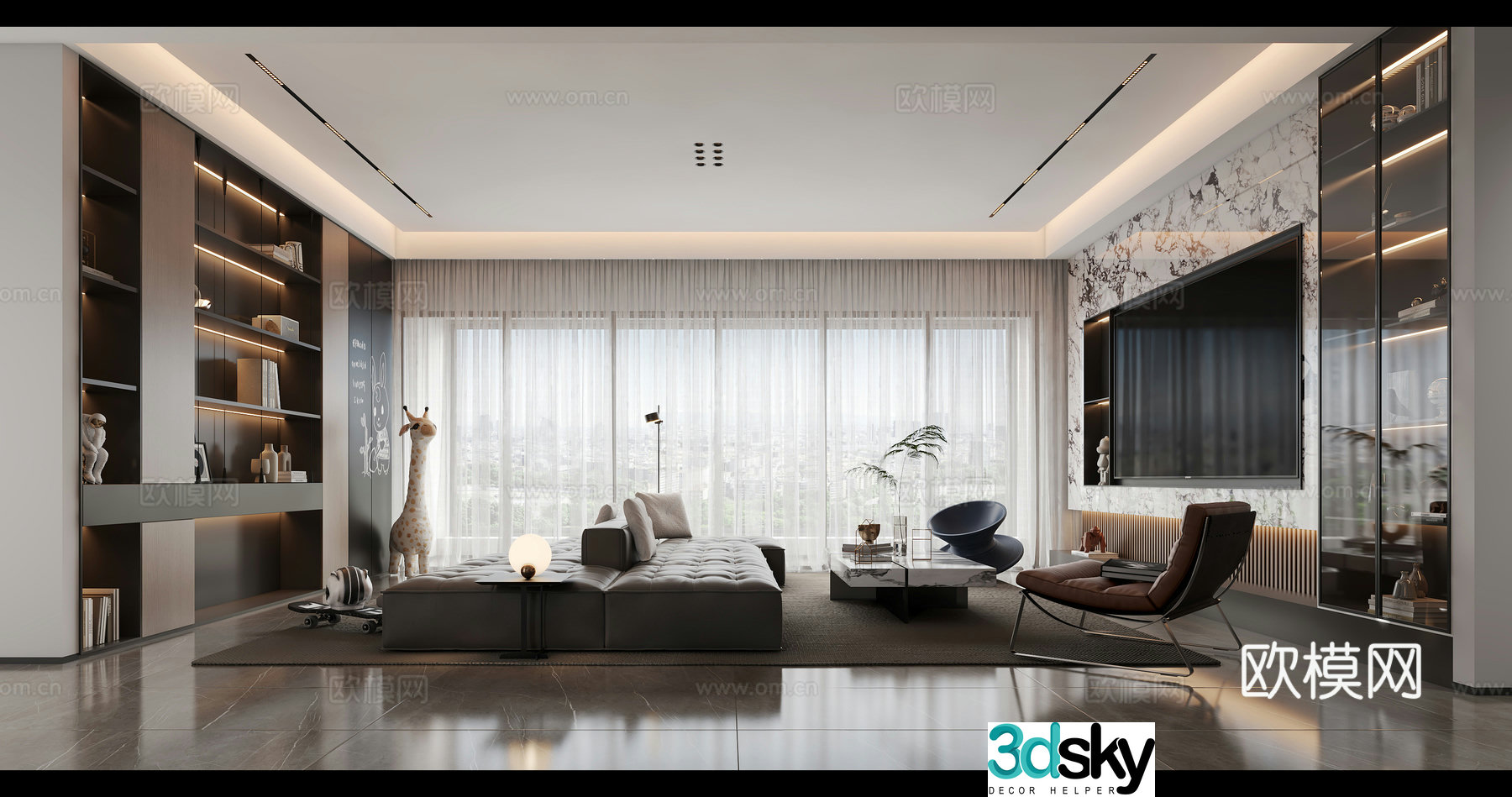 Modern light luxury style dining room 3D model