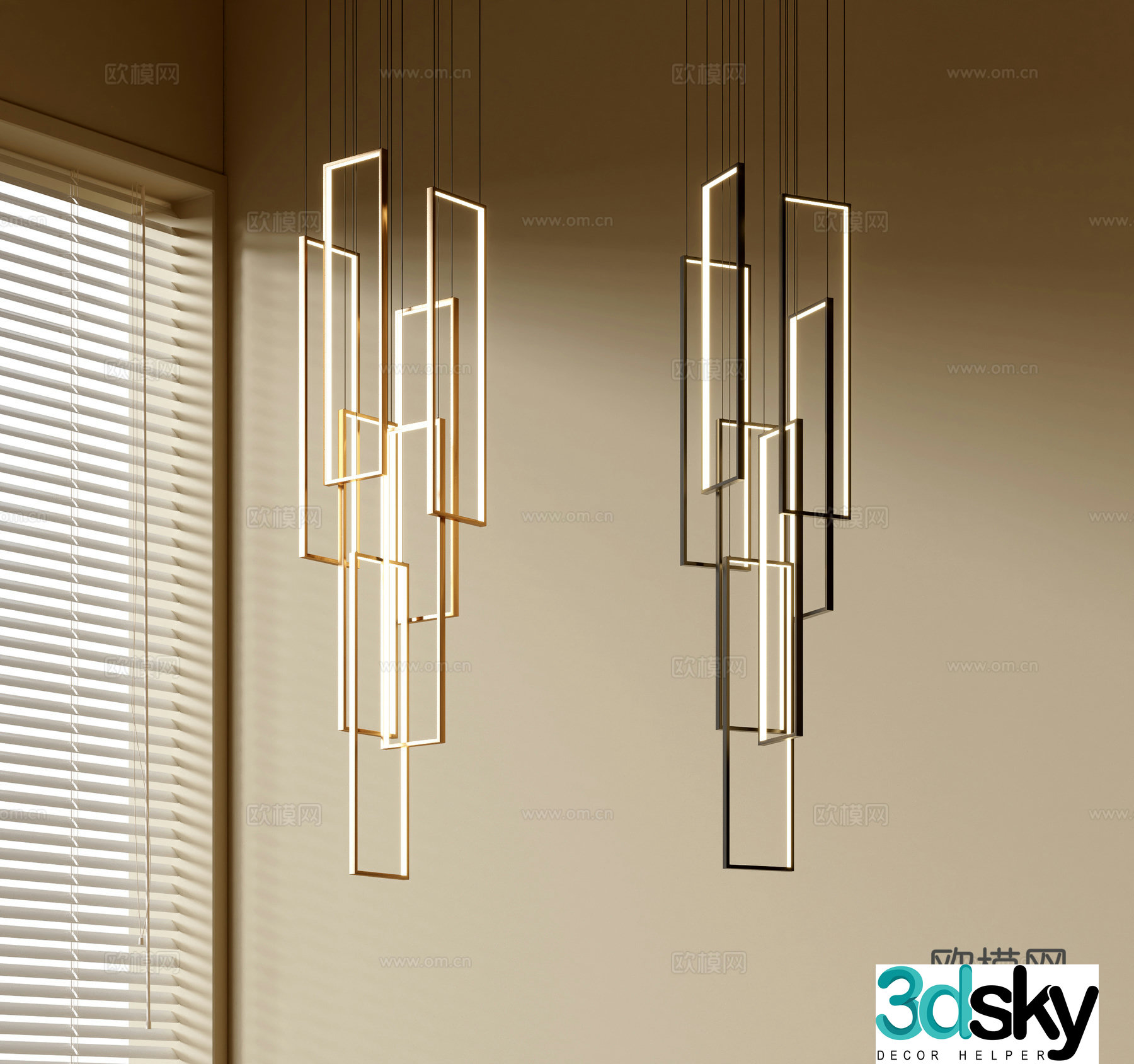 Modern simple chandeliers Nordic style chandeliers Mediterranean style chandeliers Study lamp combination Restaurant lamp 3D model