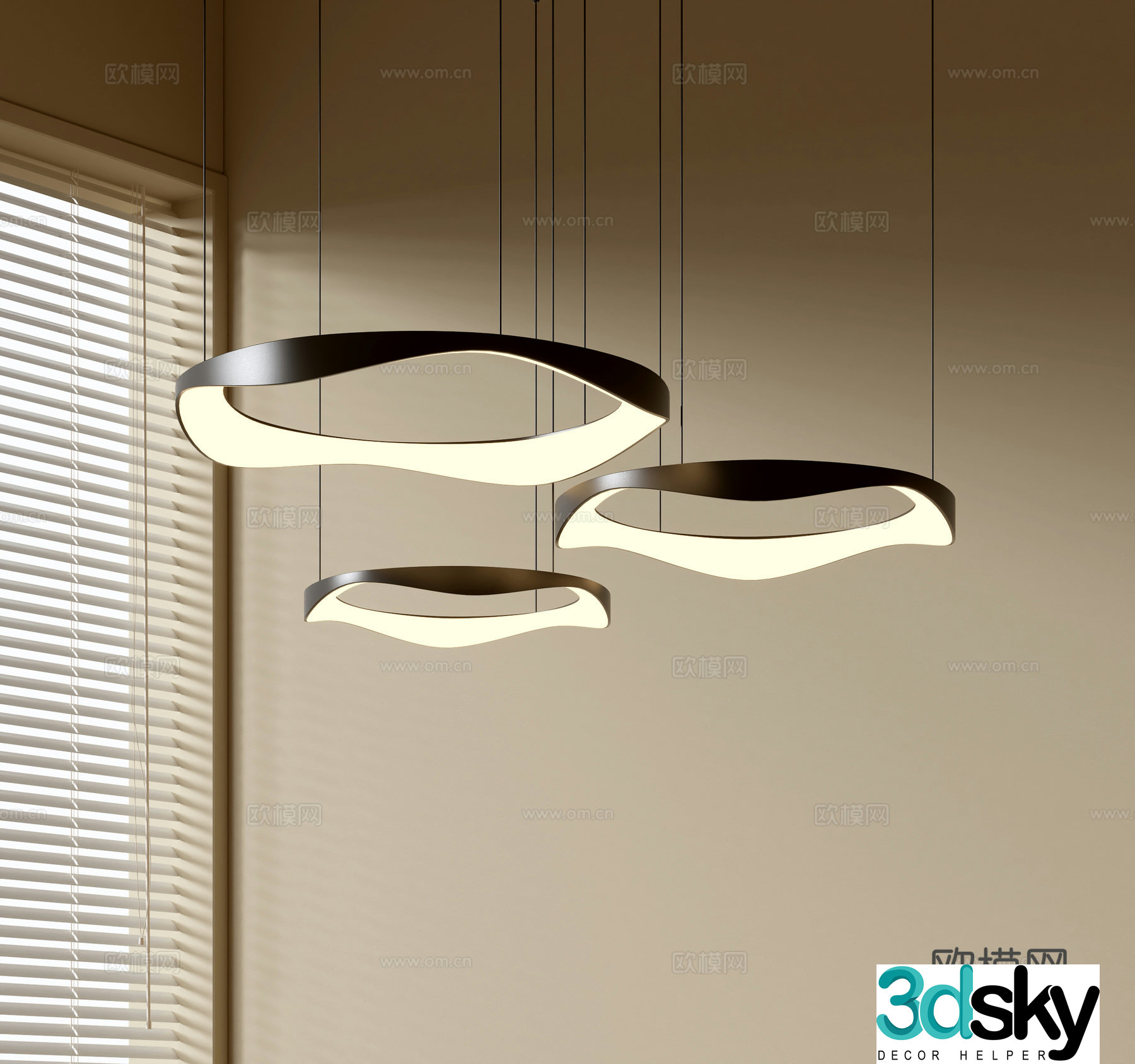 Modern simple chandeliers Nordic style chandeliers Mediterranean style chandeliers Study lamp combination Restaurant lamp 3D model