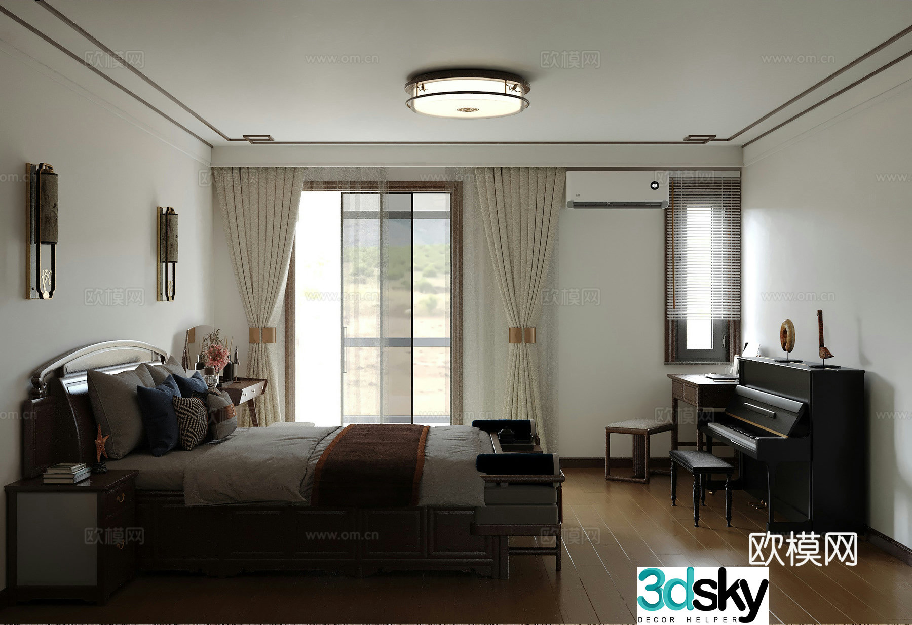New Chinese bedroom 3D model