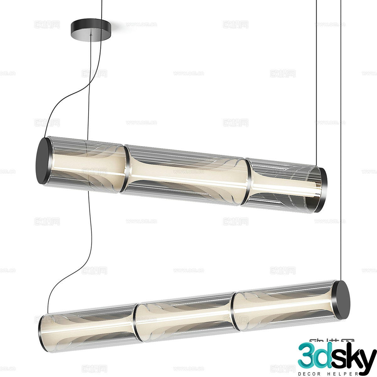 New Chinese style glass decorative chandelier 3D model