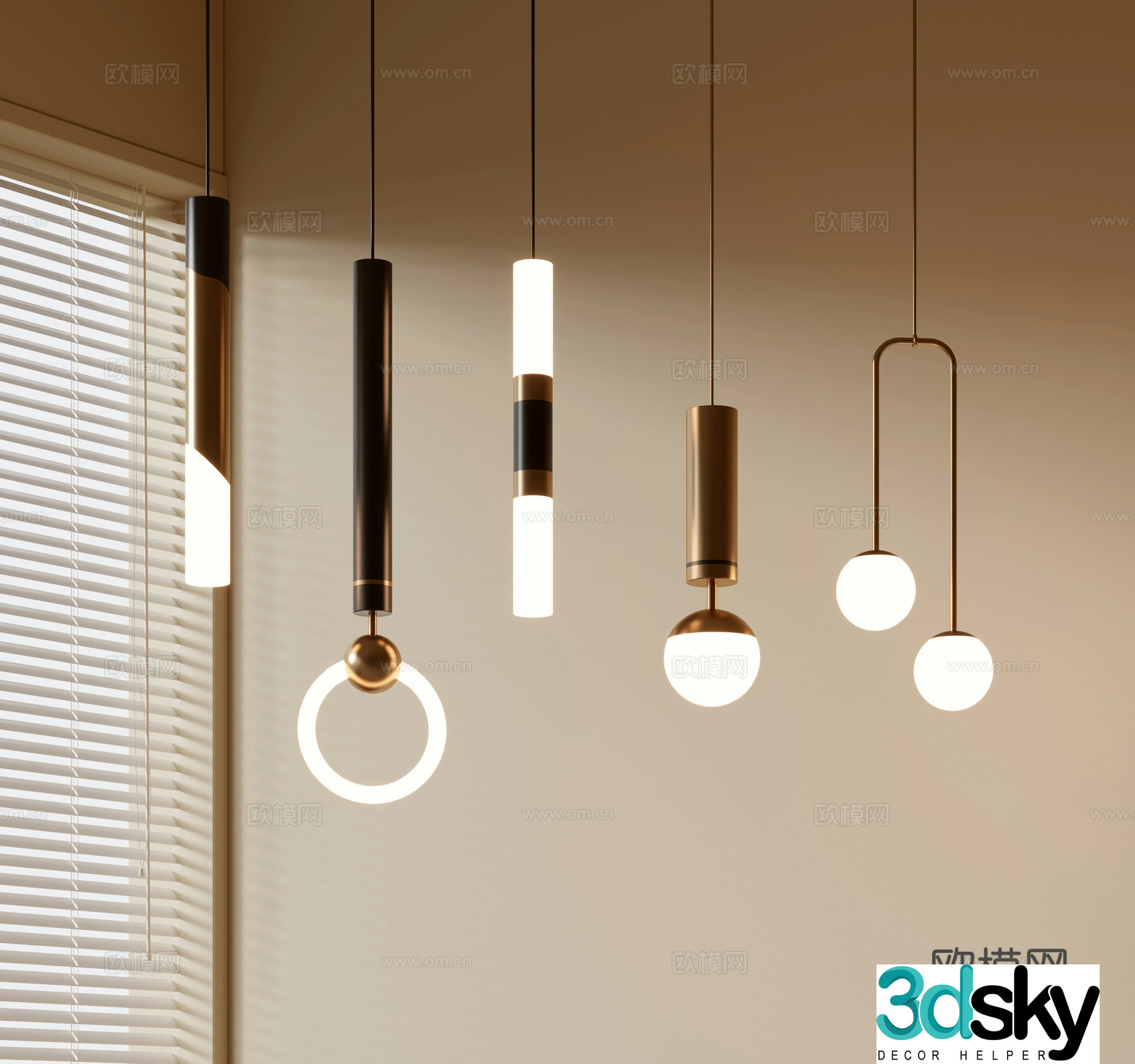 Modern simple chandeliers Nordic style chandeliers Mediterranean style chandeliers Study lamp combination Restaurant lamp 3D model