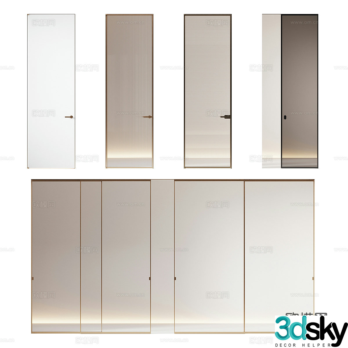 Modern minimalist frameless glass door 3d model