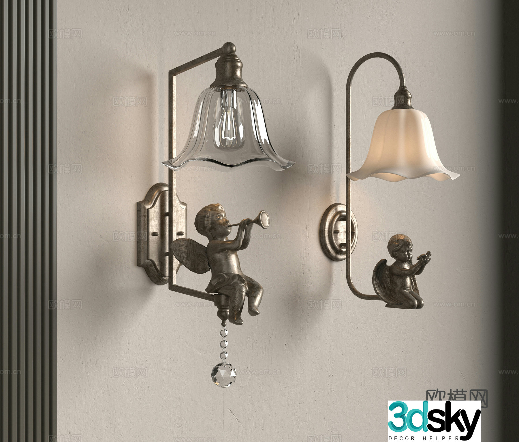 American wall lamp 3d model