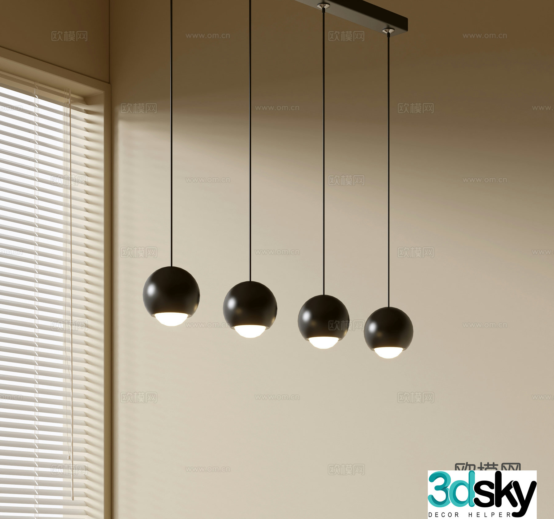 Modern simple chandeliers Nordic style chandeliers Mediterranean style chandeliers Study lamp combination Restaurant lamp 3D model