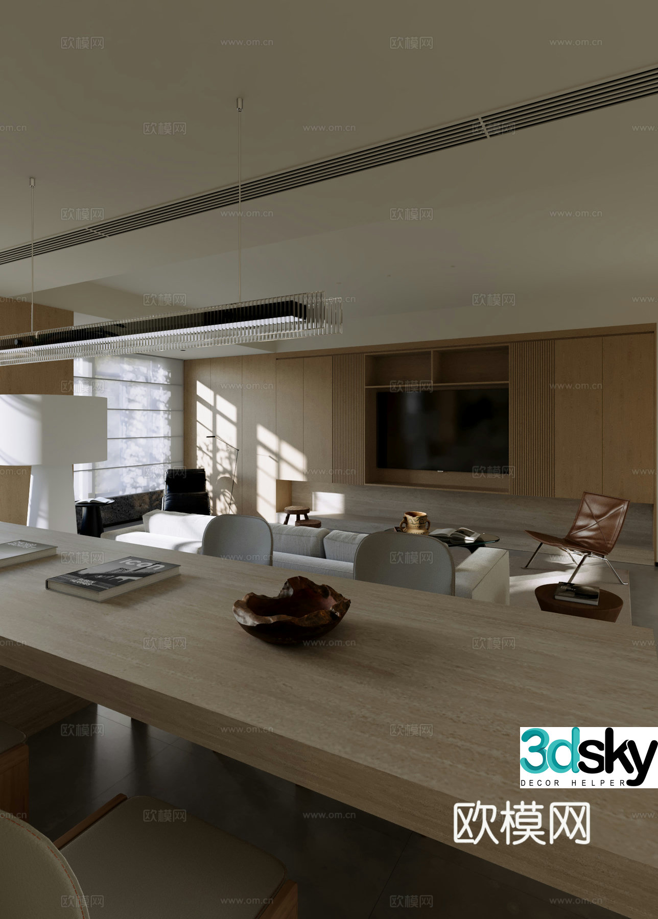 3D model of medieval style living room restaurant