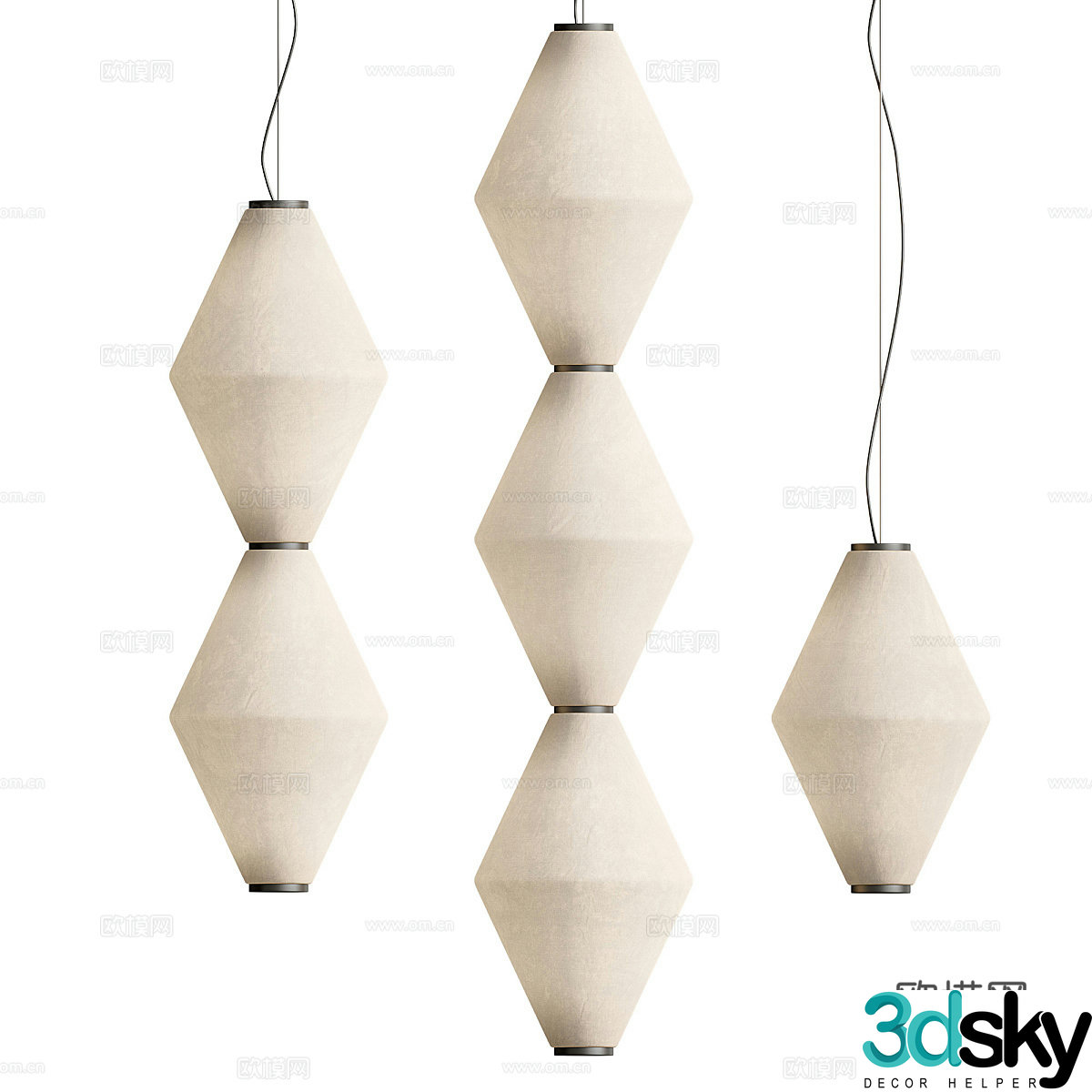 New Chinese style decorative chandelier 3D model