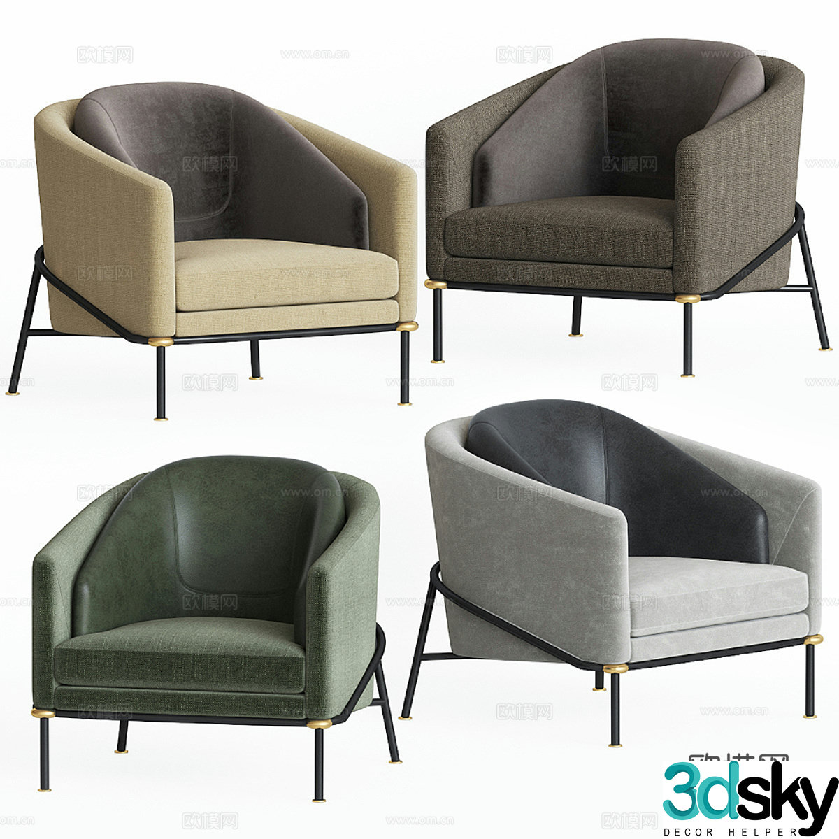 New Chinese casual chair 3D model