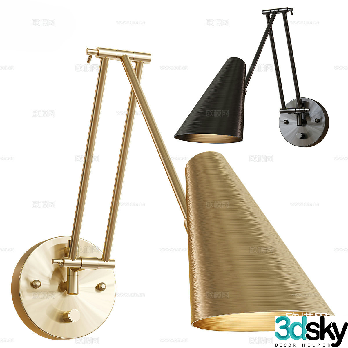 Modern metal wall lamp 3d model