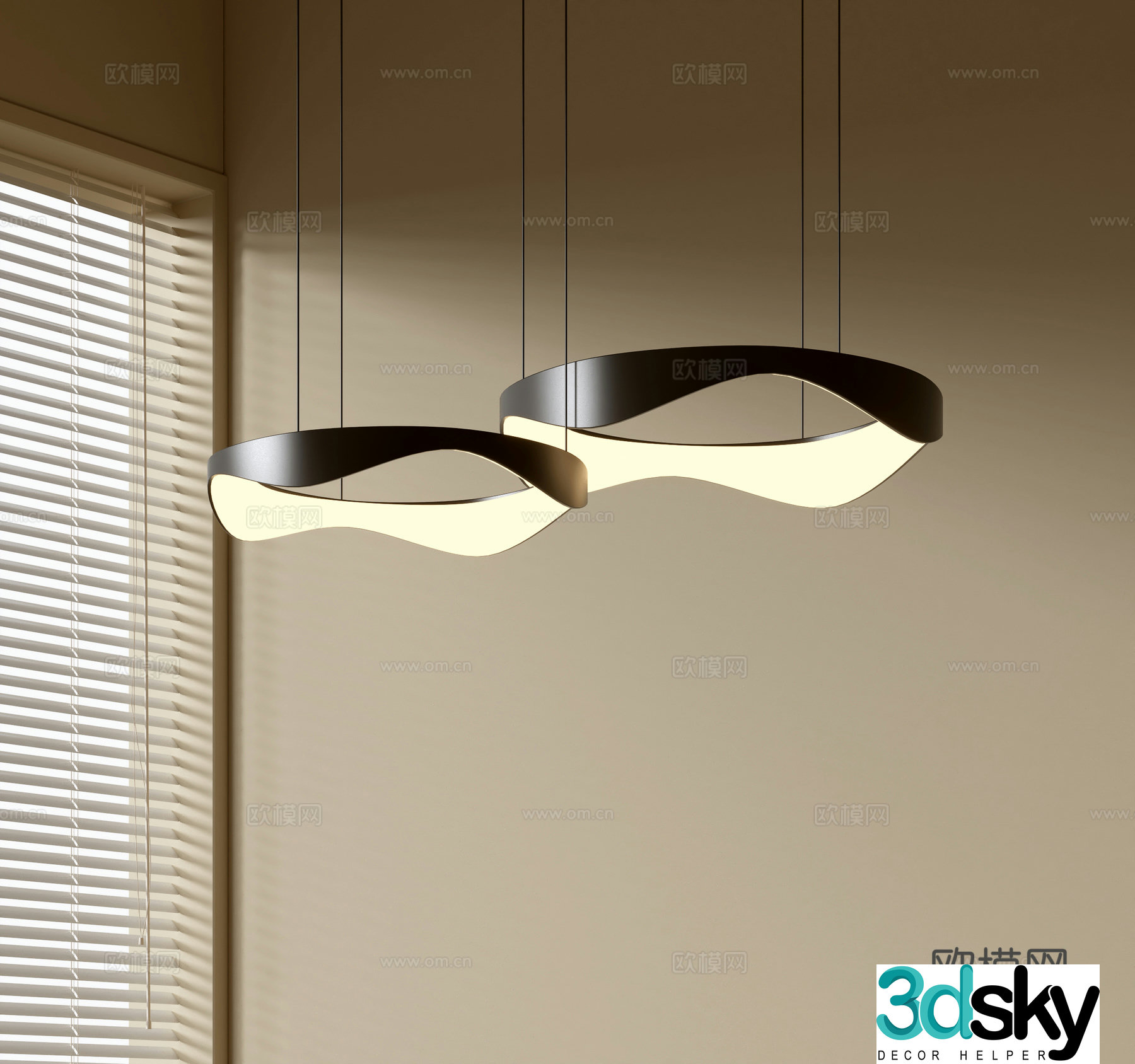 Modern simple chandeliers Nordic style chandeliers Mediterranean style chandeliers Study lamp combination Restaurant lamp 3D model
