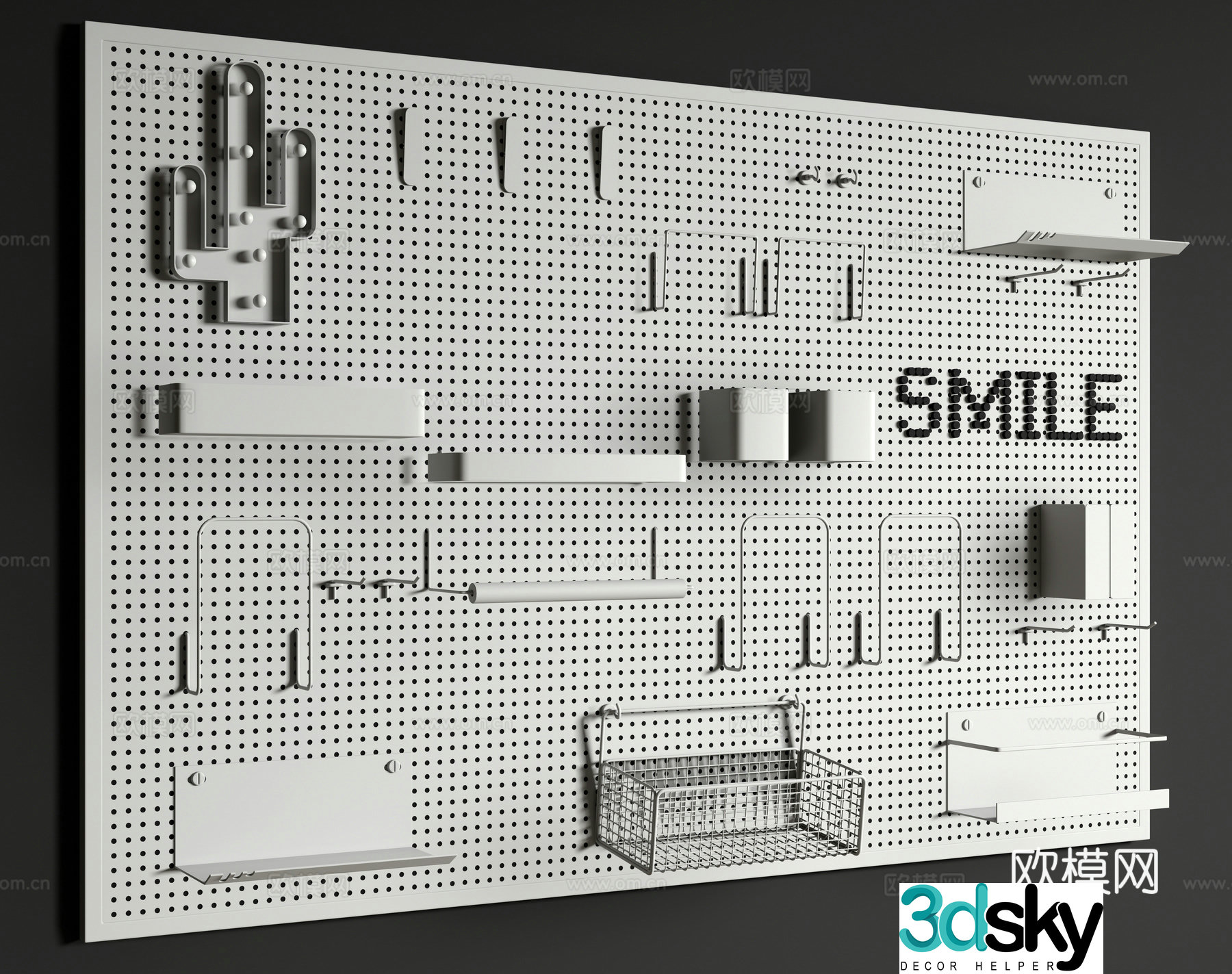 Modern pendant wall decoration pendant hole plate perforated plate shelf 3D model