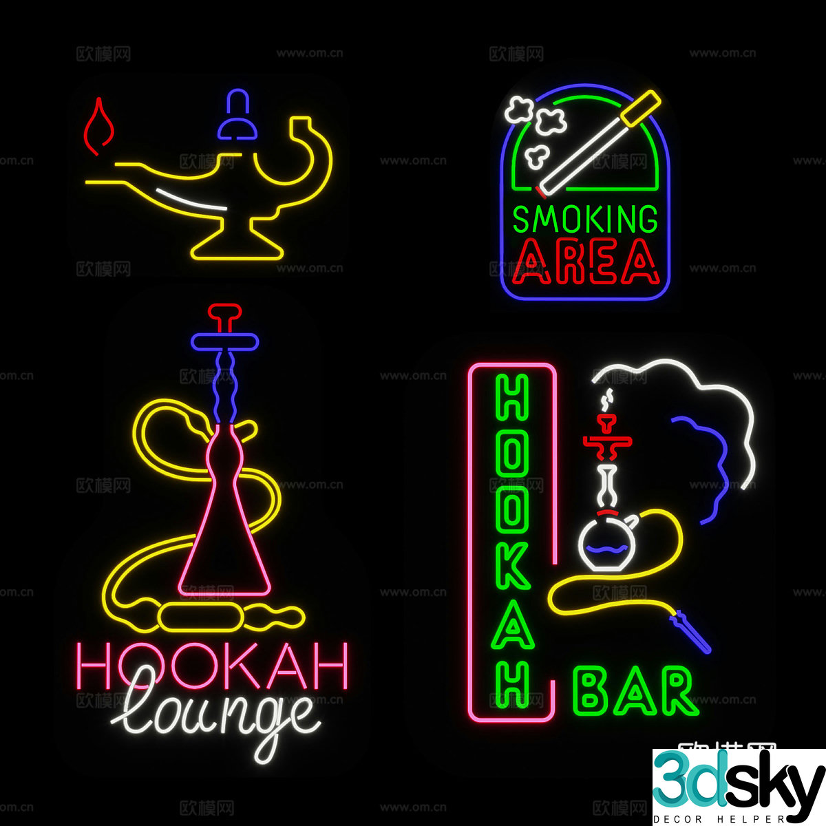 Modern neon sign 3d model