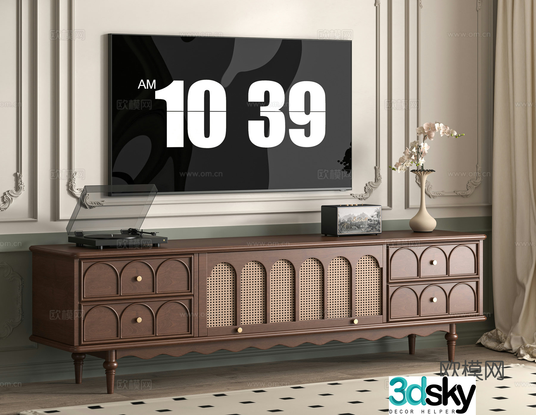 Middle-aged TV cabinet 3D model