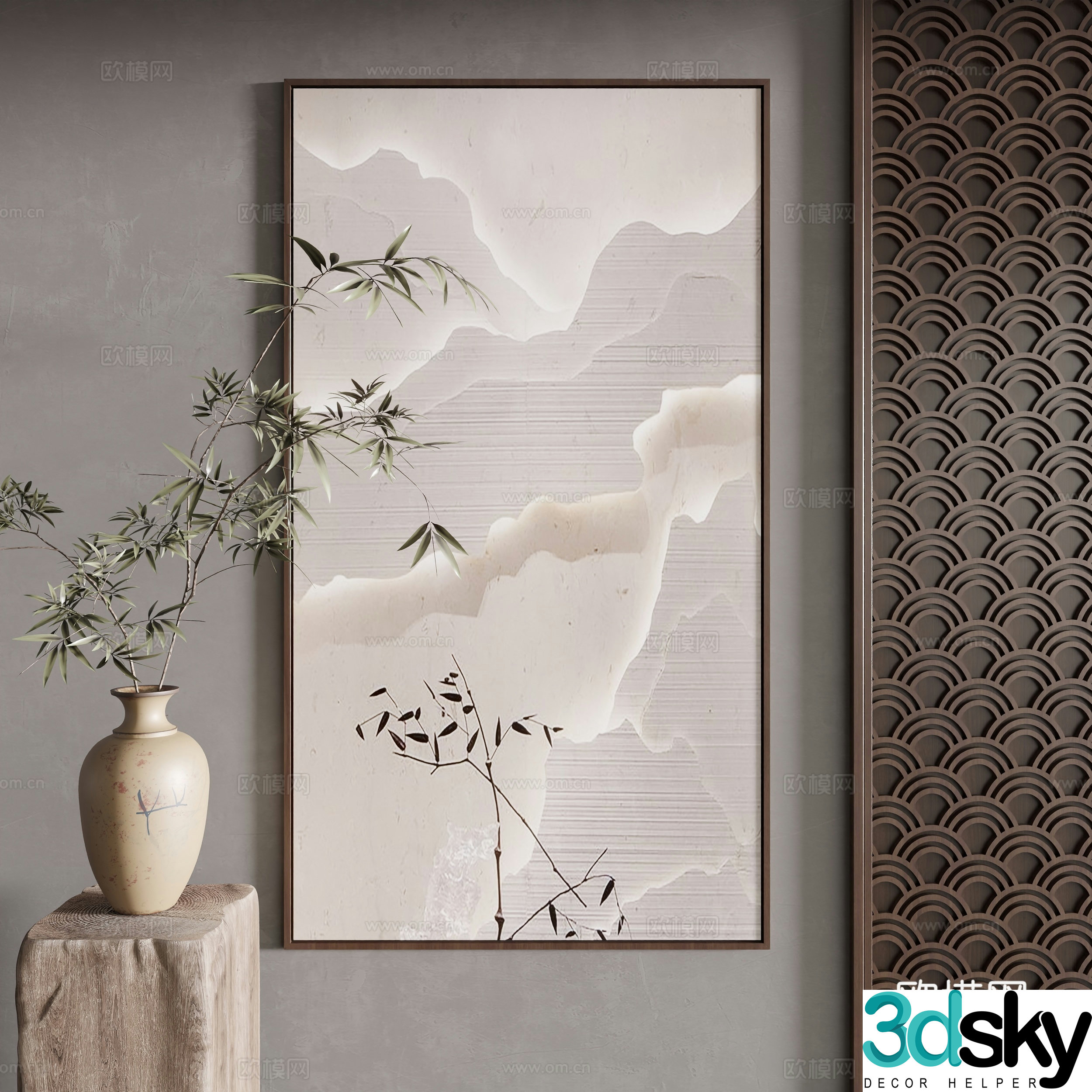 New Chinese style decorative painting 3D model