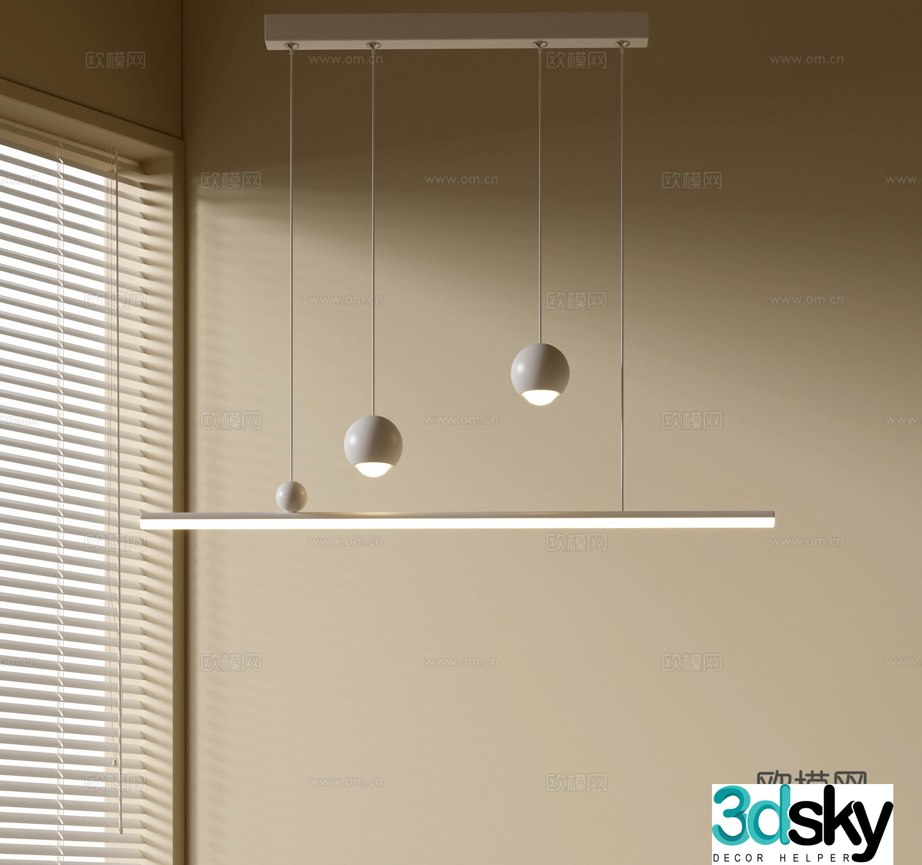 Modern simple chandeliers Nordic style chandeliers Mediterranean style chandeliers Study lamp combination Restaurant lamp 3D model