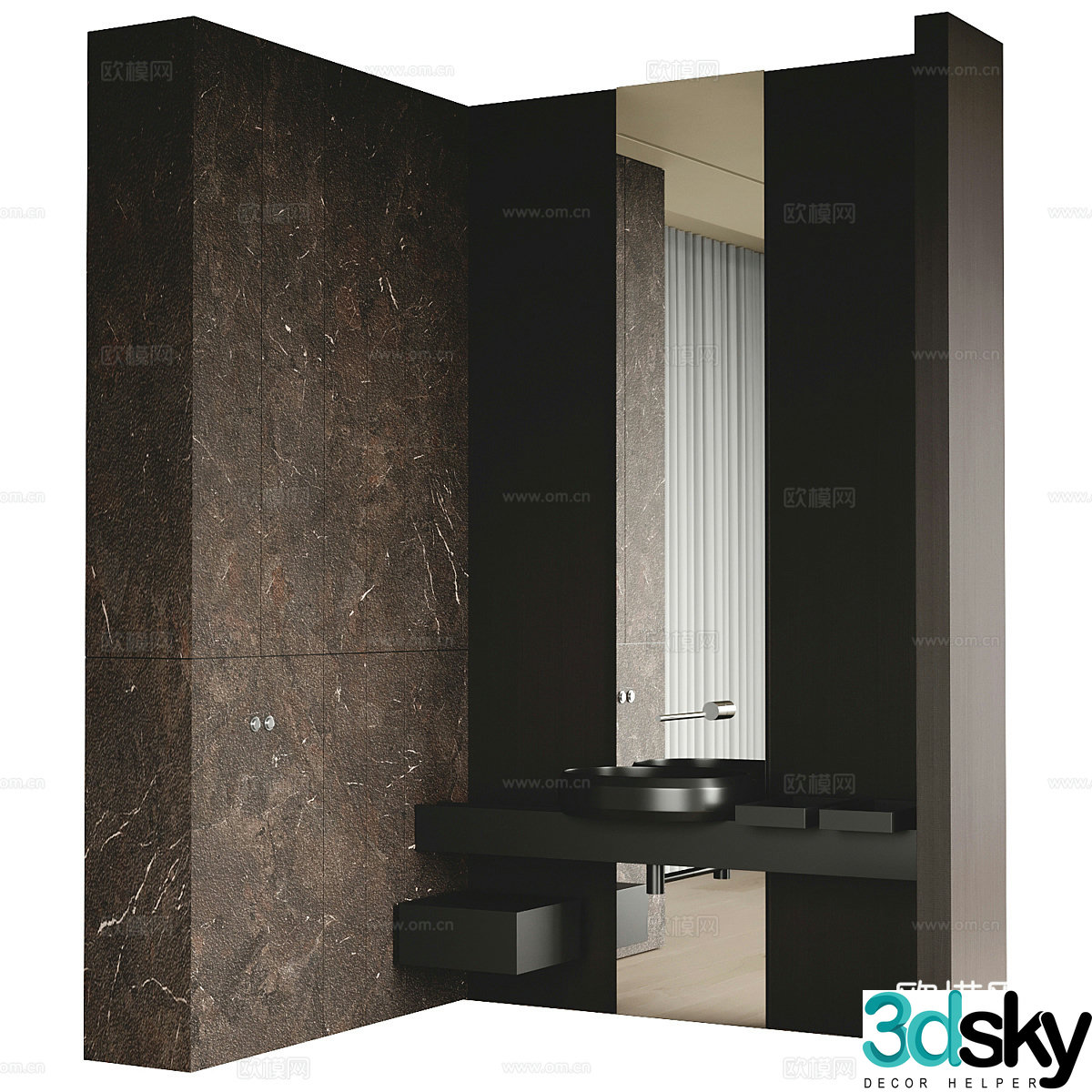 æŸœ 3D model of silent dark wind bathroom cabinet cabinet