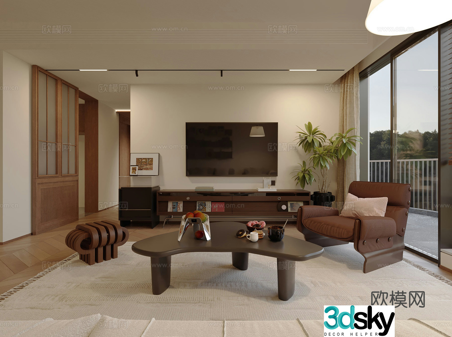 Middle-aged living room 3d model