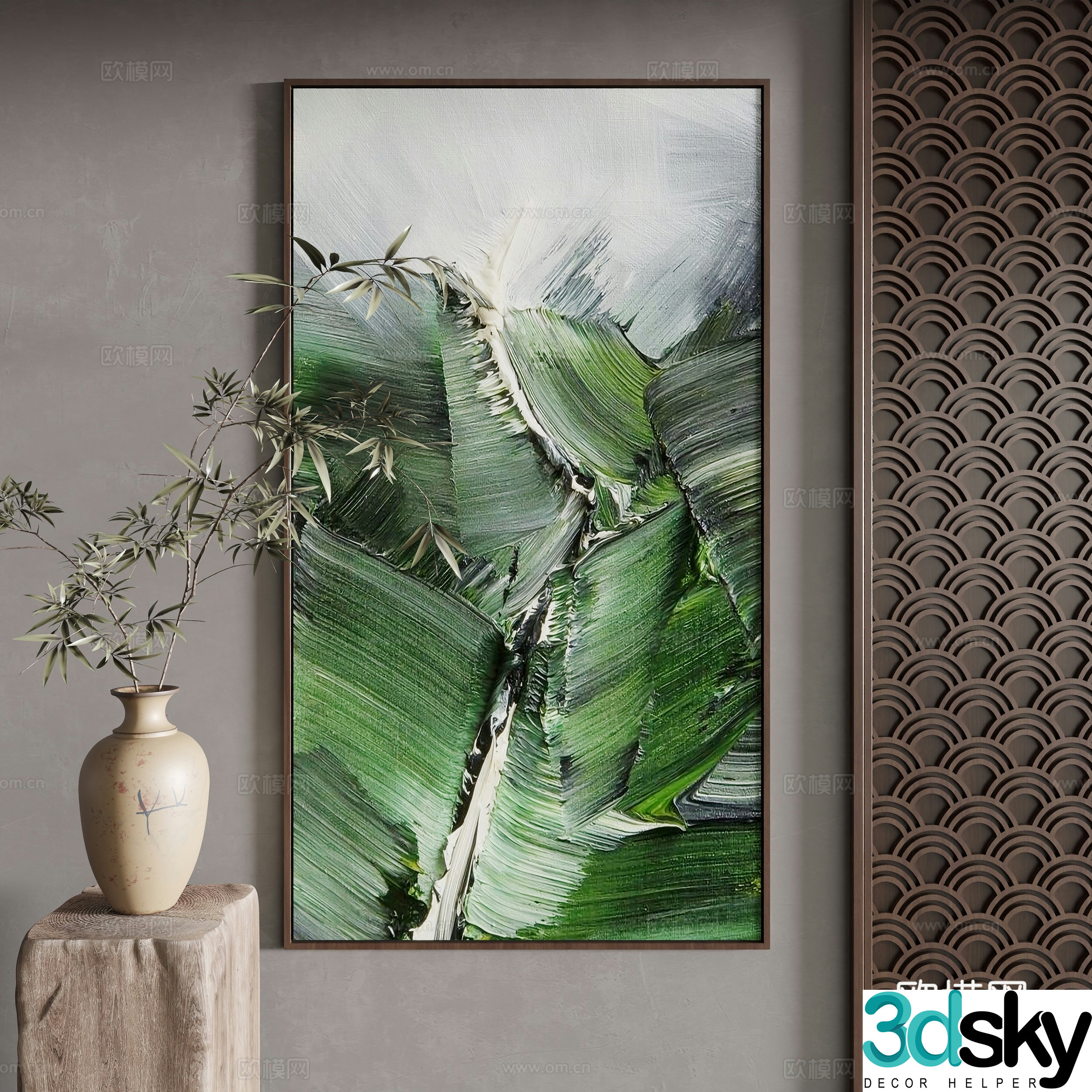 New Chinese style decorative painting 3D model