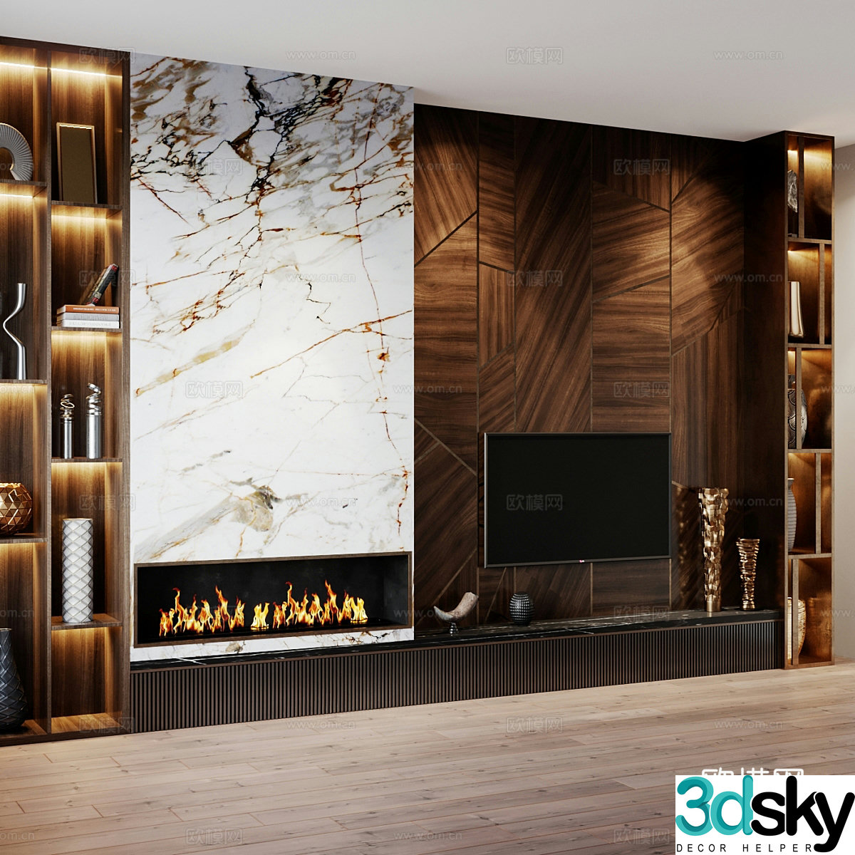 3d model of TV background wall