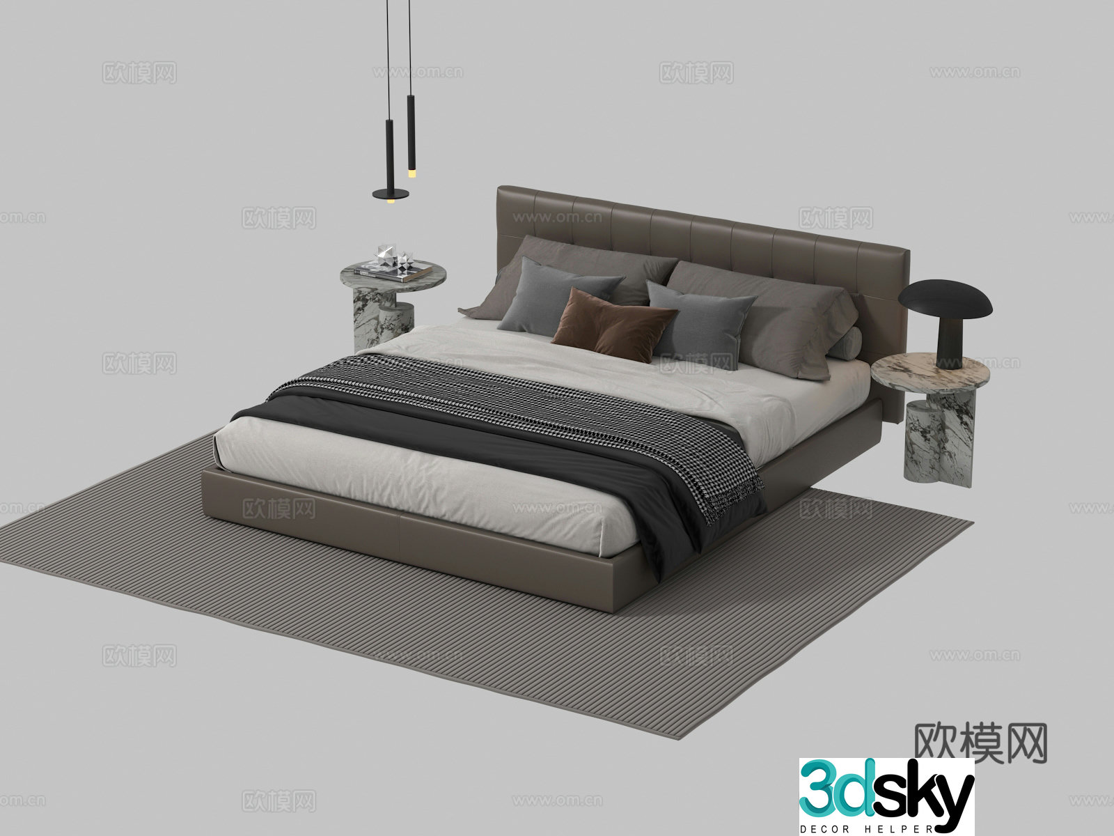 Italian double bed 3d model