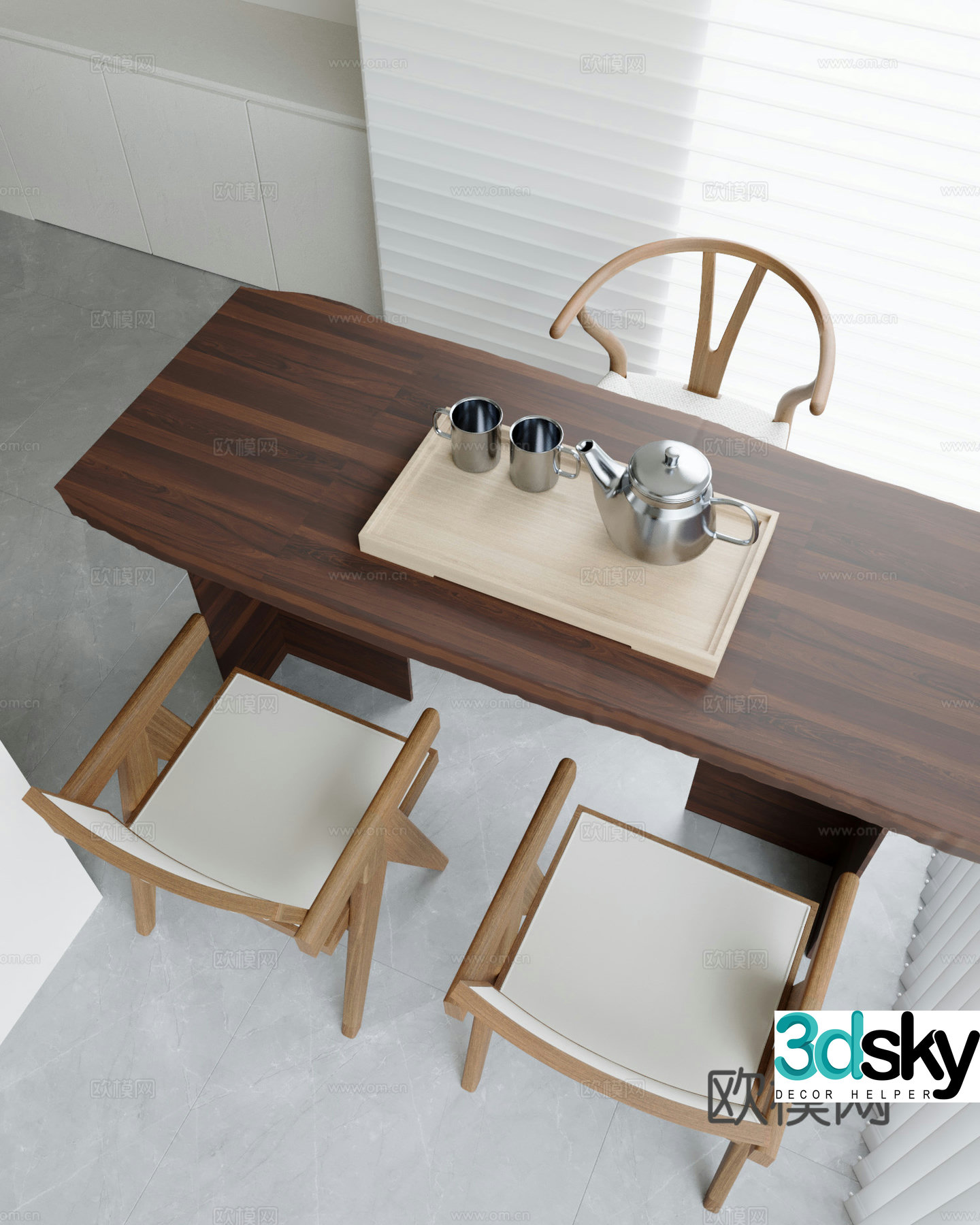 Tea table and chair 3d model