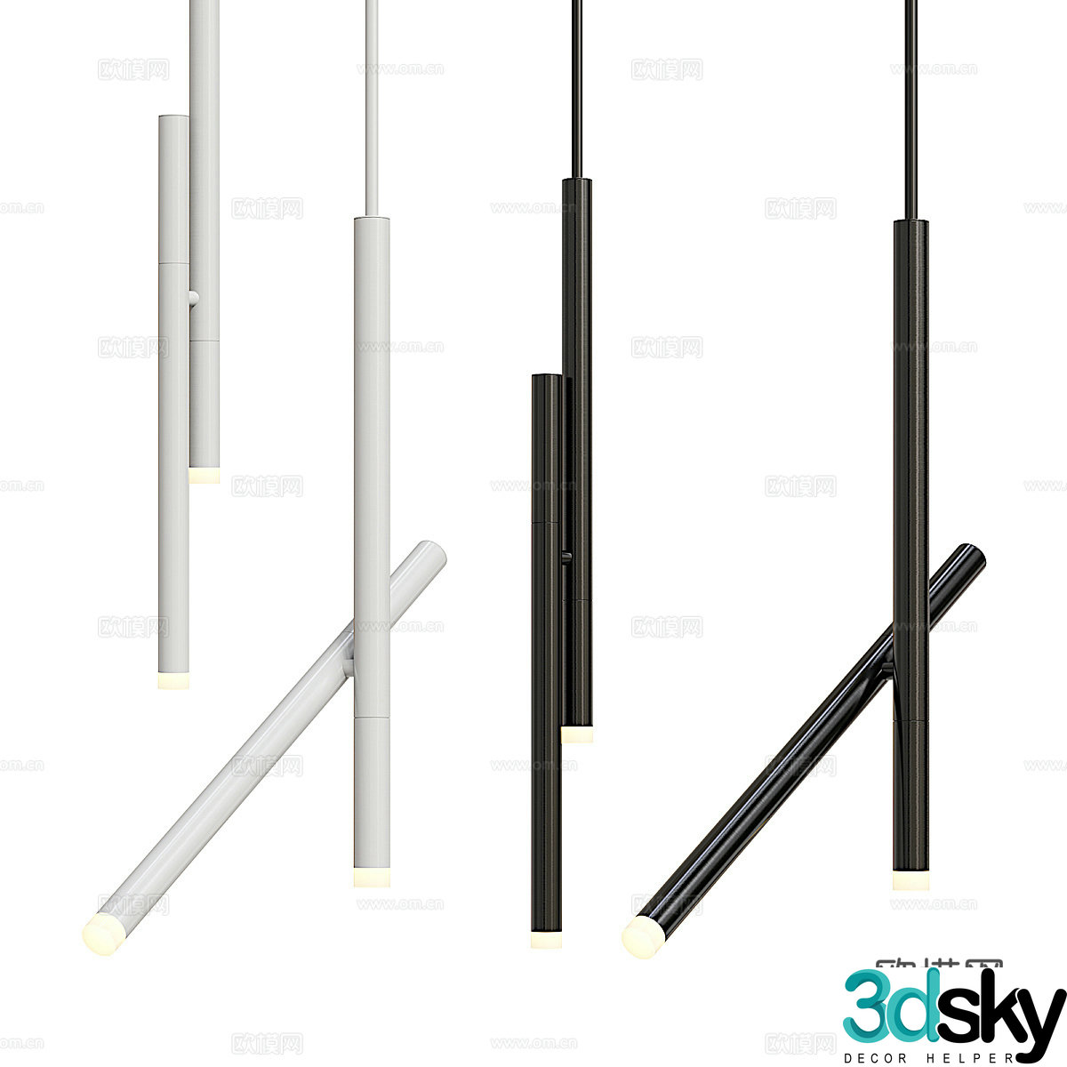 Modern metal chandeliers 3d model