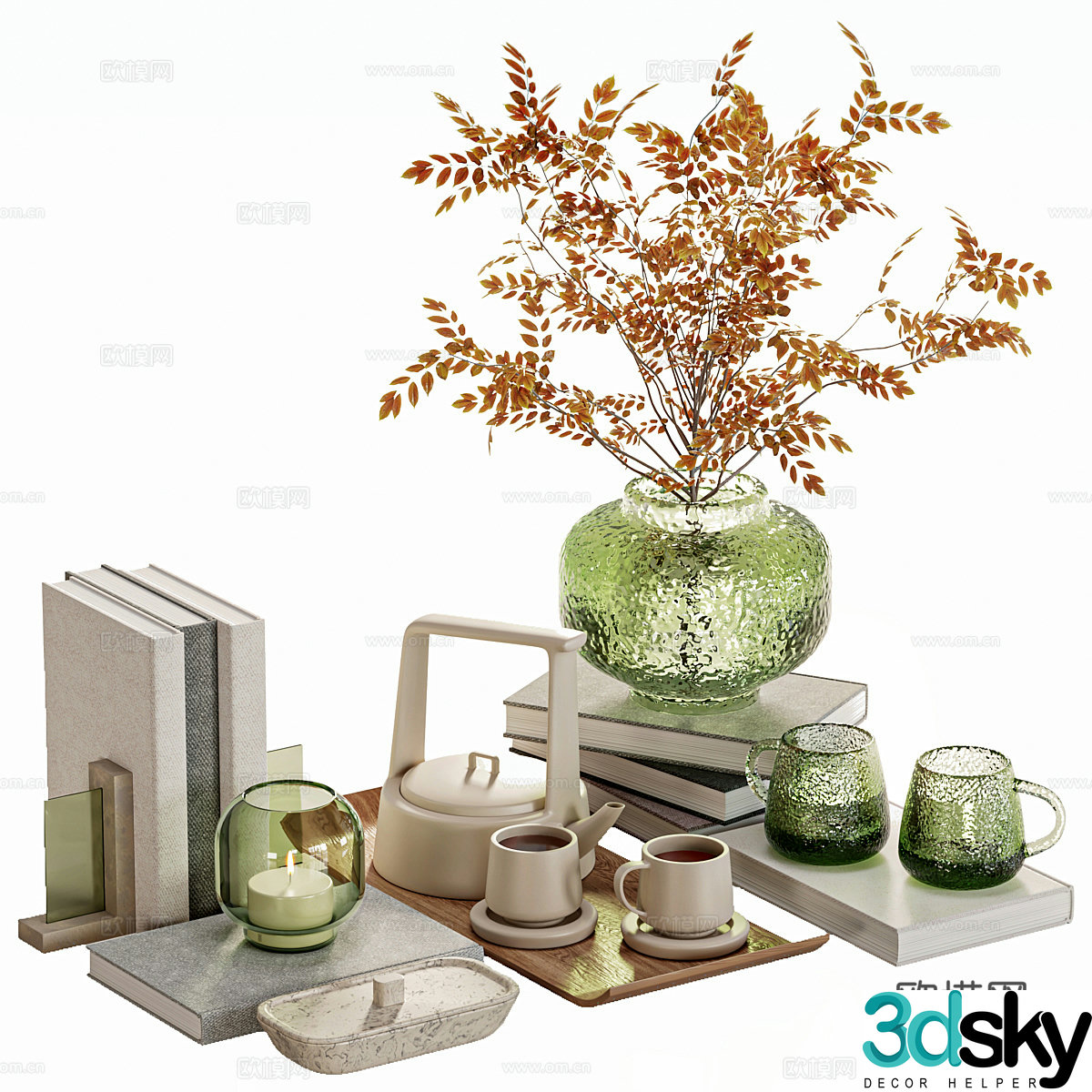New Chinese style decoration ornament combination 3D model