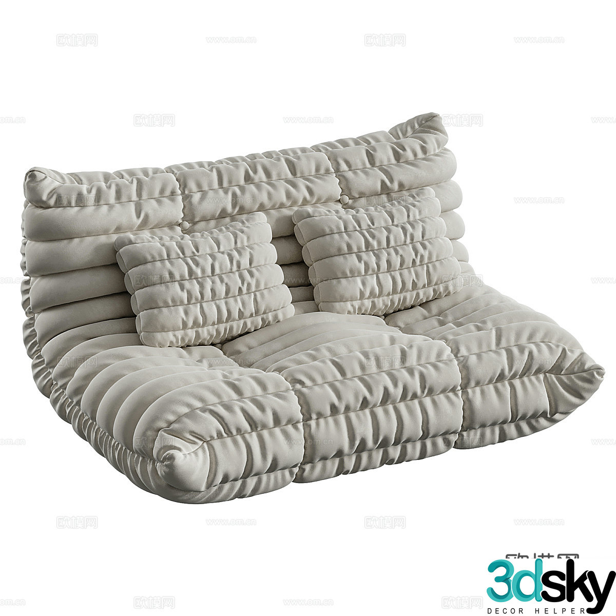 Modern cream style two-person casual sofa 3d model