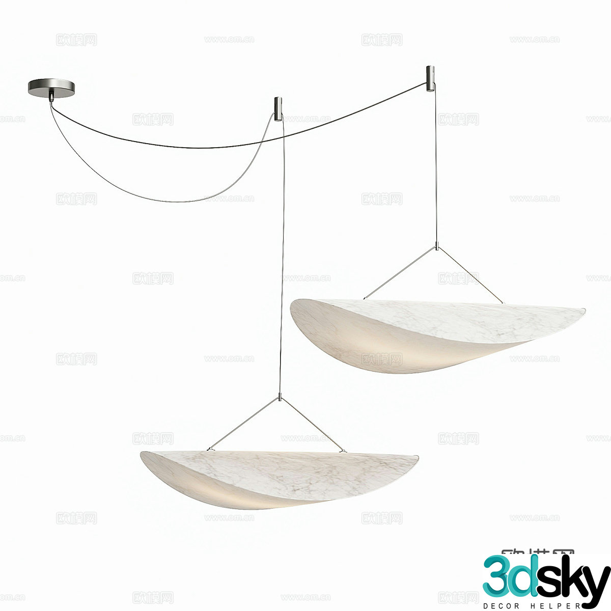 New Chinese style decorative hanging line light 3D model
