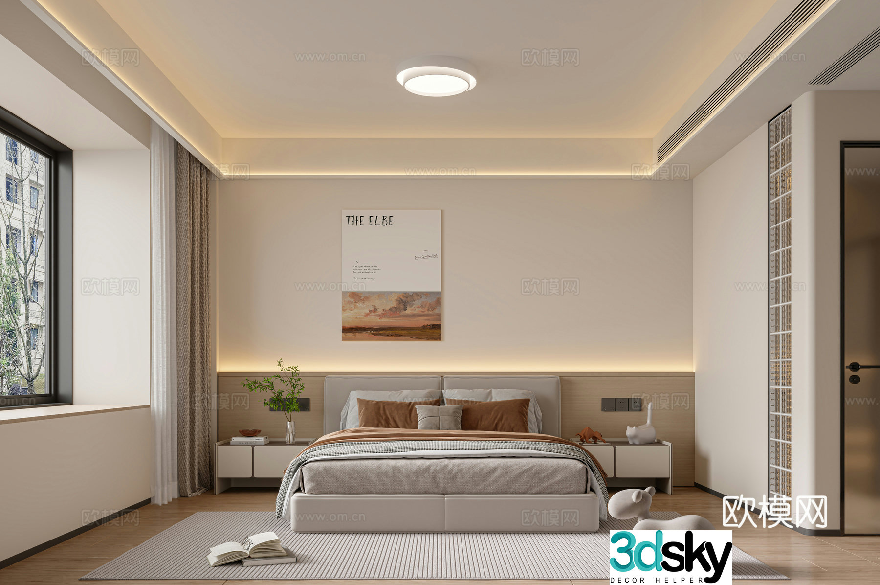 Modern master bedroom 3d model