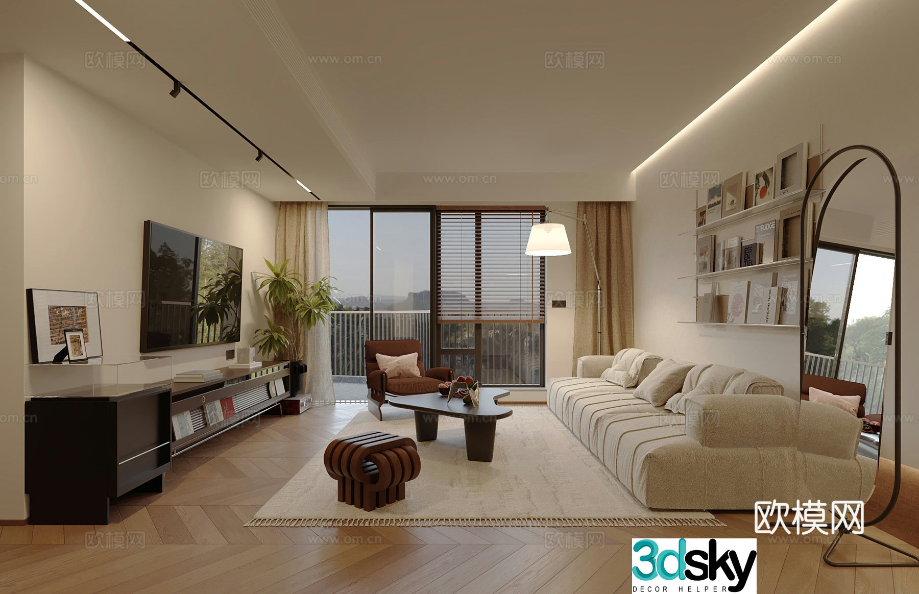 Middle-aged living room 3d model