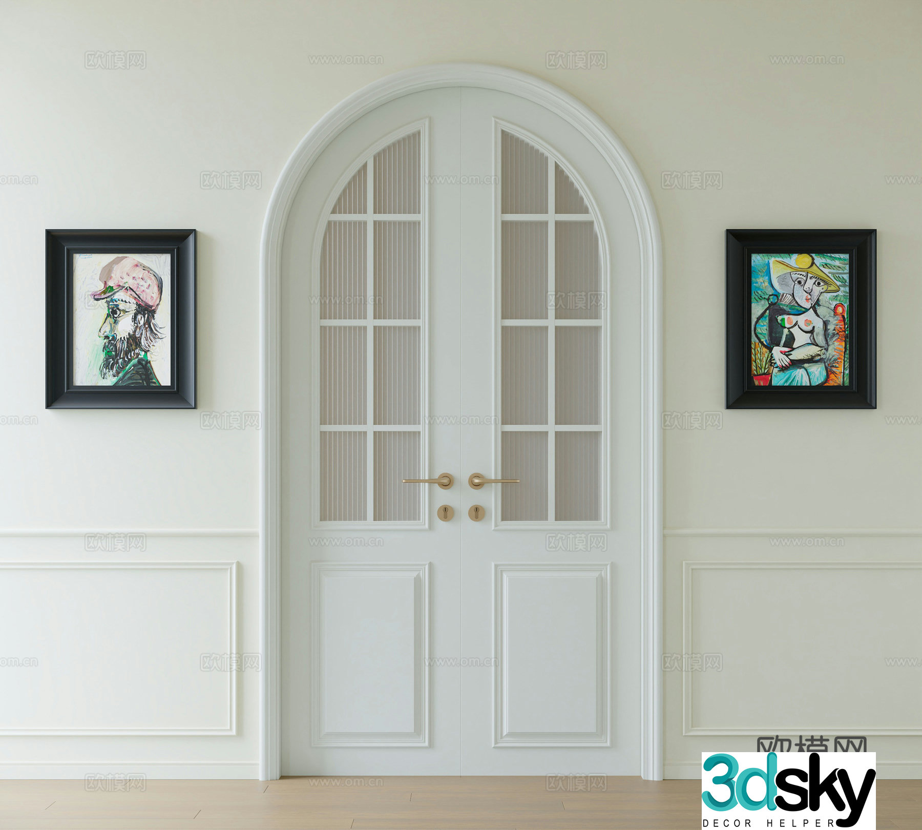 European double door 3D model