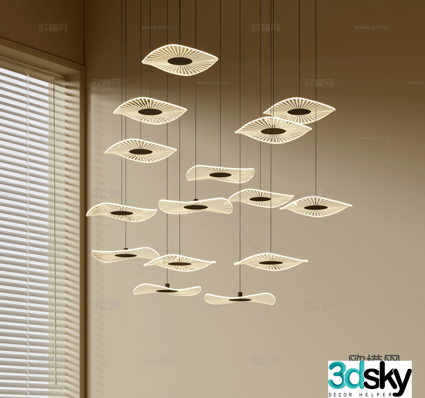 Modern simple chandeliers Nordic style chandeliers Mediterranean style chandeliers Study lamp combination Restaurant lamp 3D model