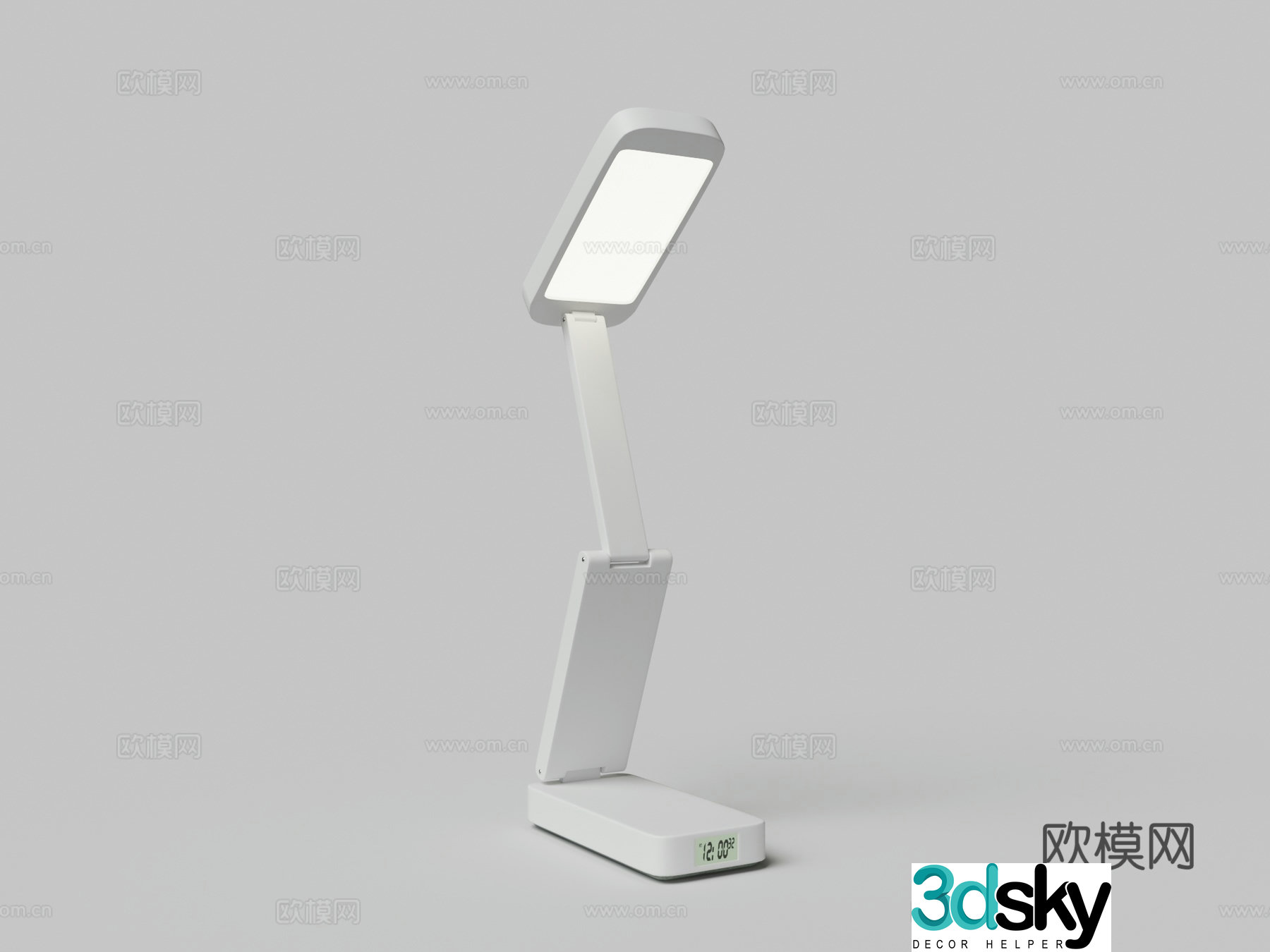 Modern silver small desk lamp for eye protection learning special college dormitory folding rechargeable 3D model