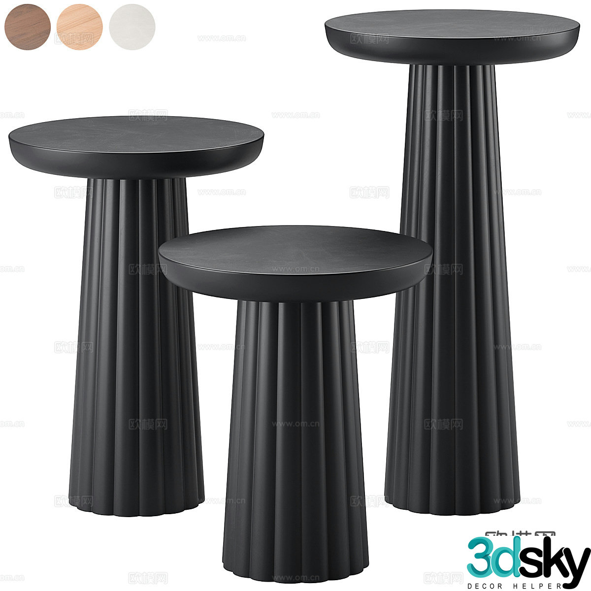 New Chinese style side several round several 3D model