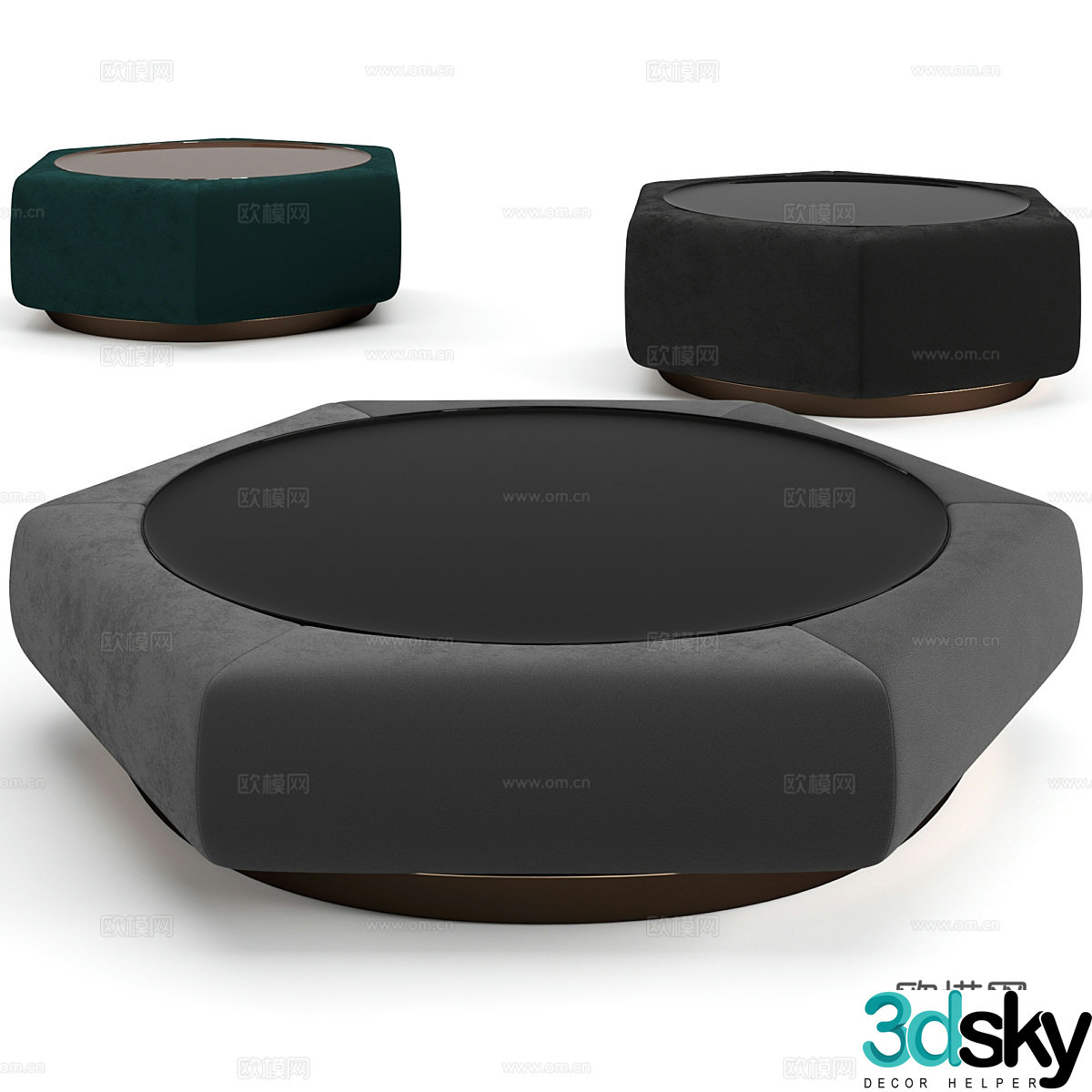 Modern light luxury fabric coffee table 3D model