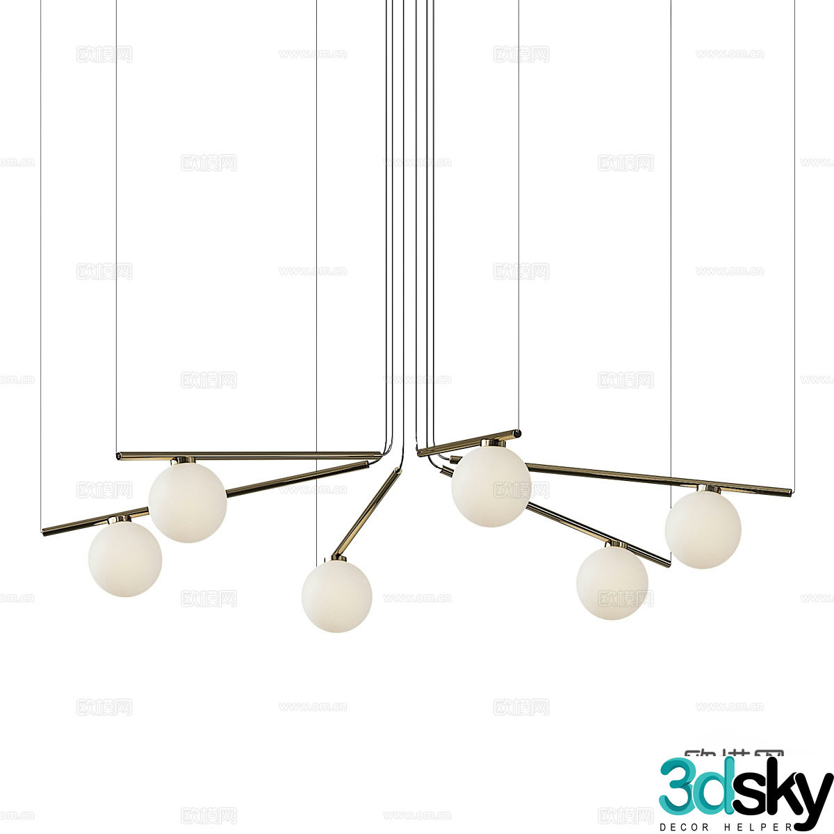 New Chinese style decorative chandelier 3D model