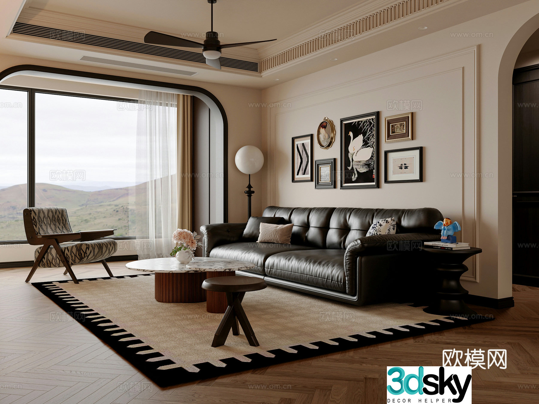 French medieval style living room 3d model