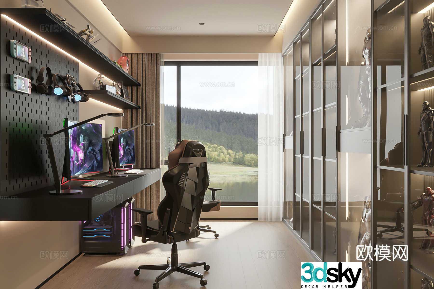 Advanced gray computer room e -sports room 3D model