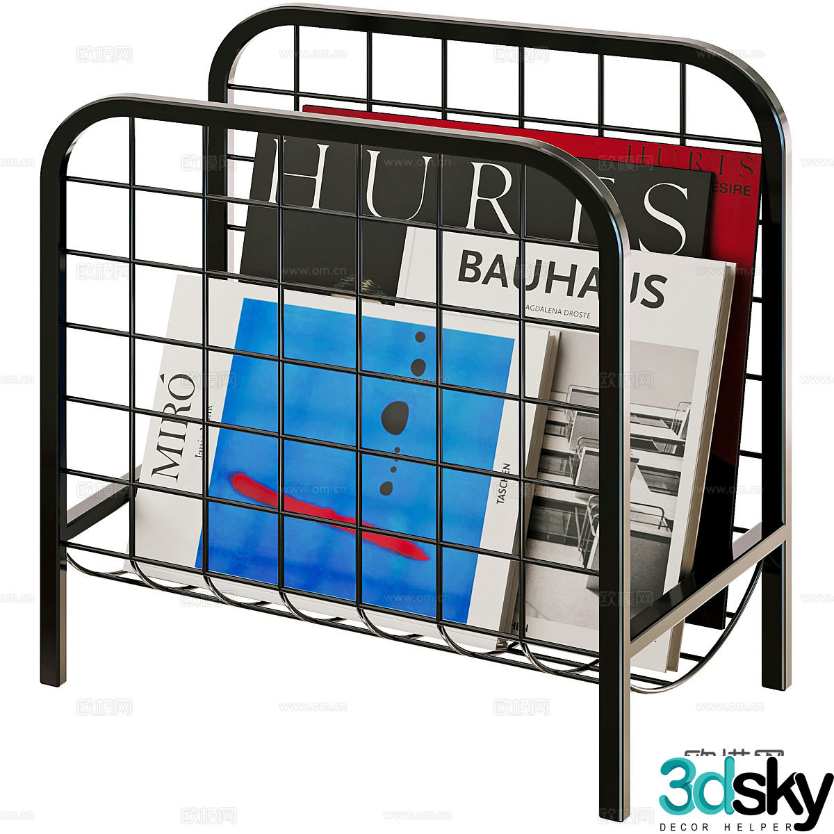 Modern books bookshelf 3d model