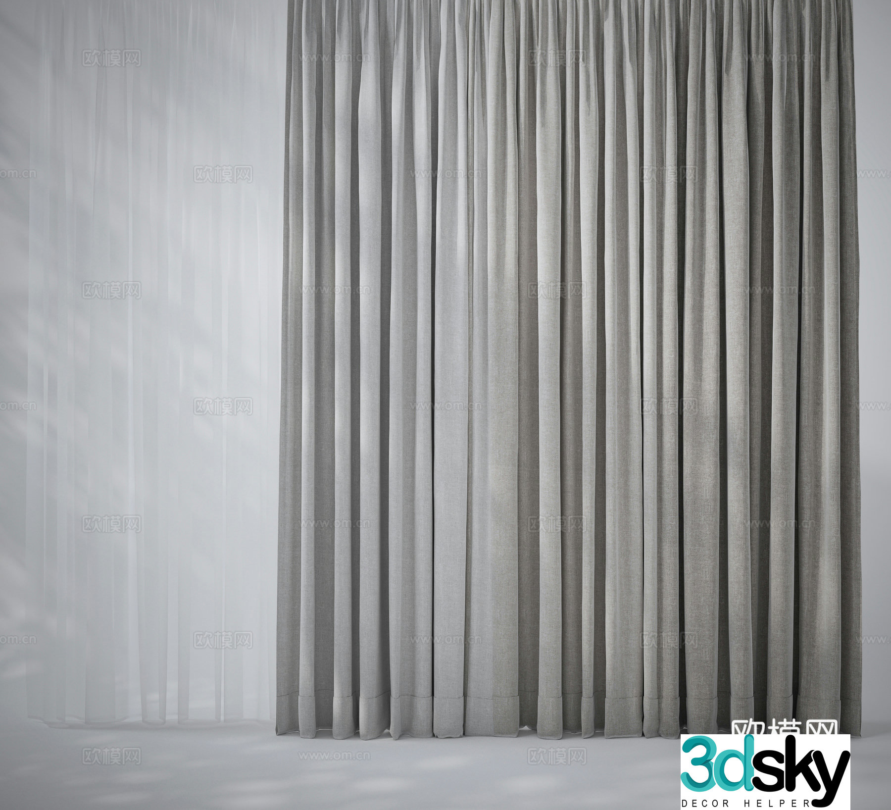 Curtains 3d model of gauze curtains