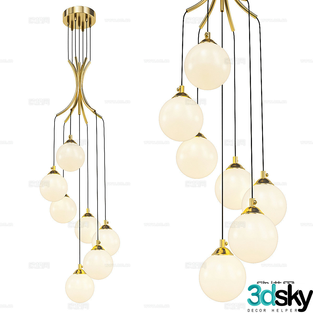 New Chinese style decorative chandelier 3D model