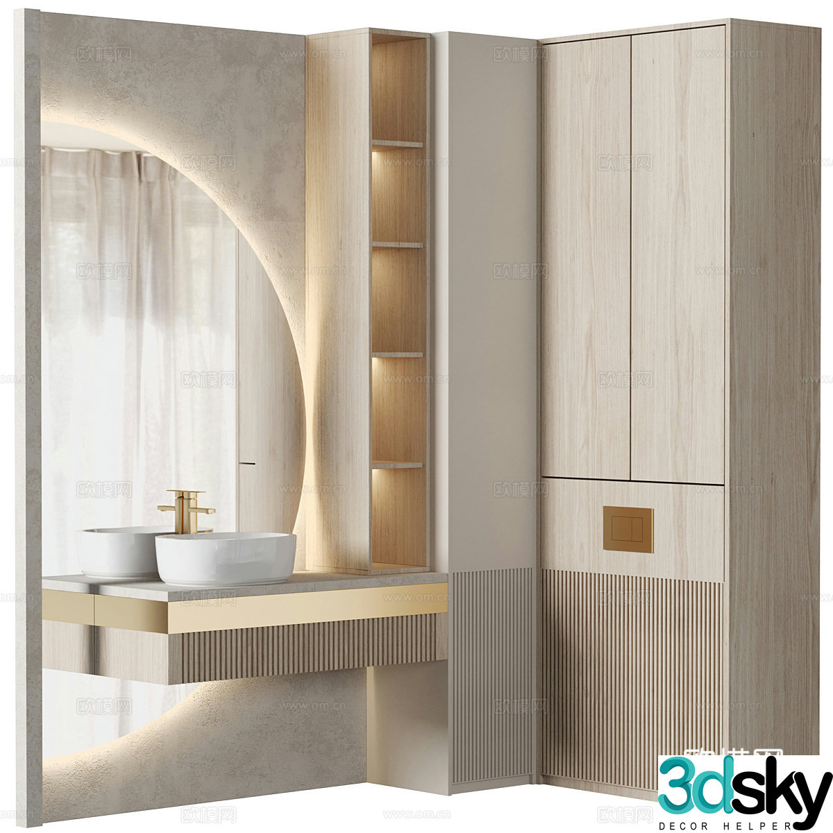 New Chinese -style bathroom cabinet 3D model