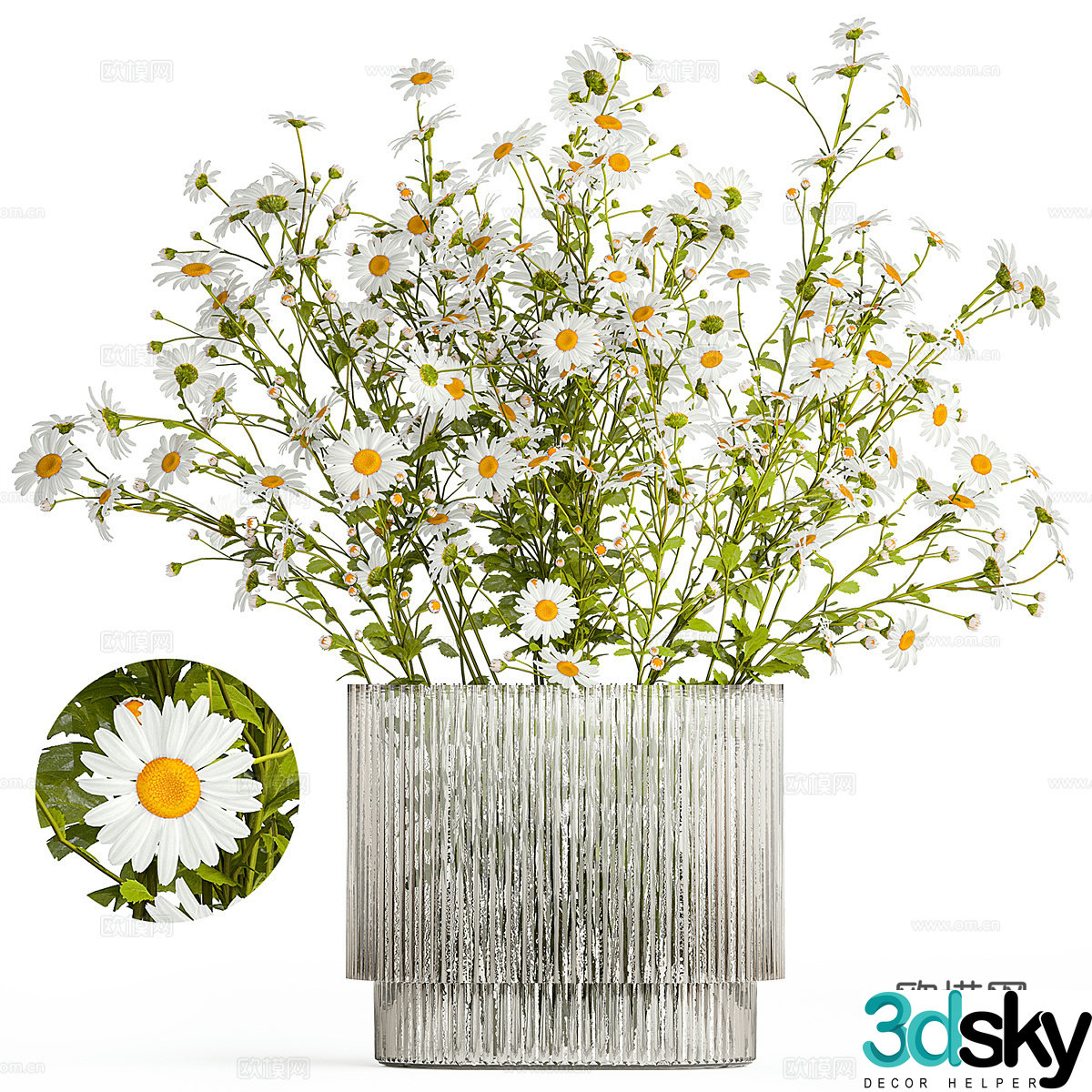 Modern vase flower art chamomile Zou Ju 3D model