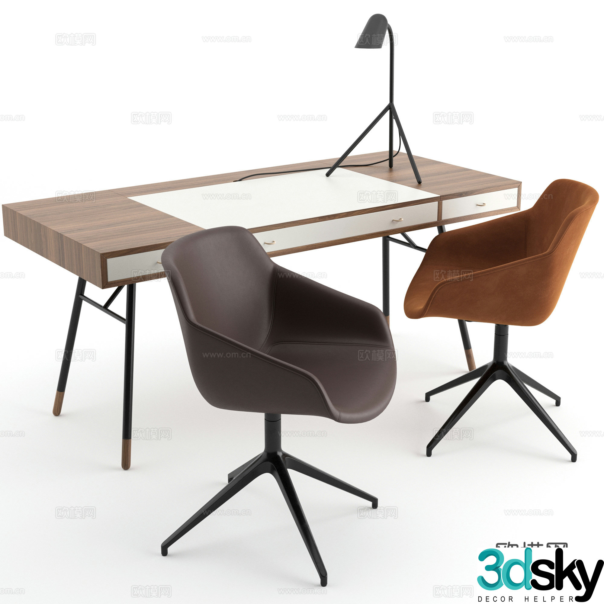 Modern desk and chair 3d model