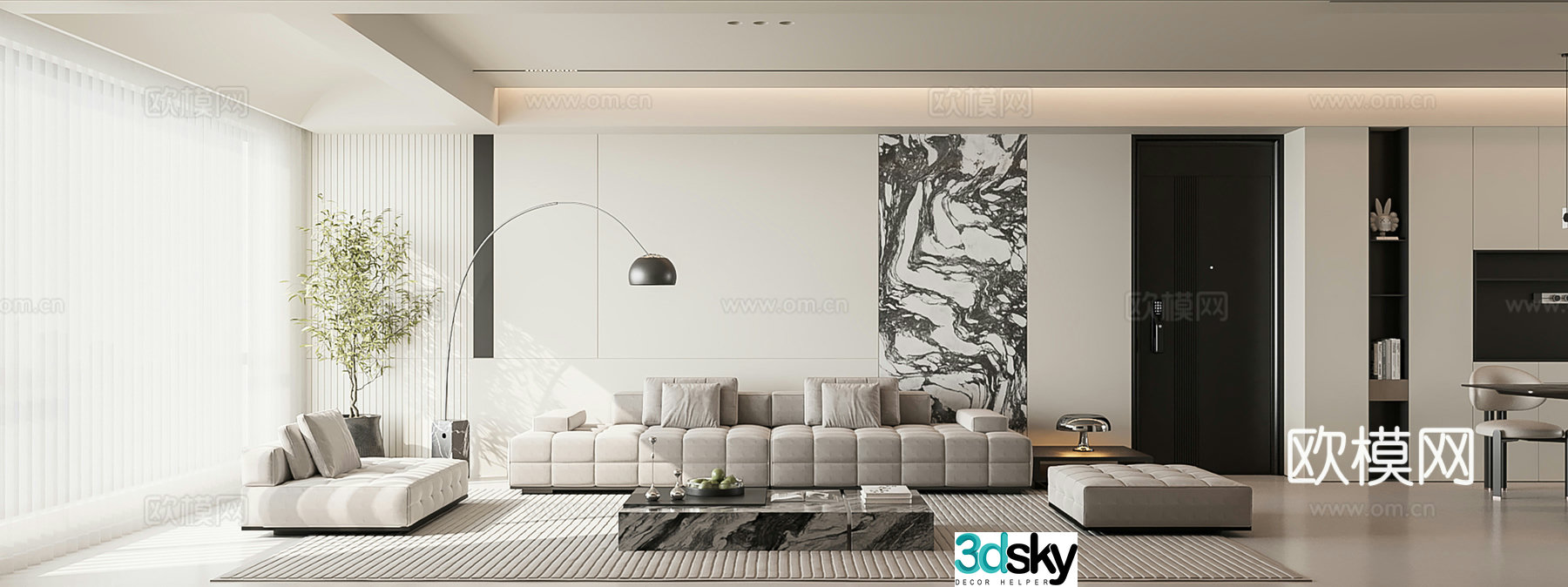 Modern minimalist living room 3d model
