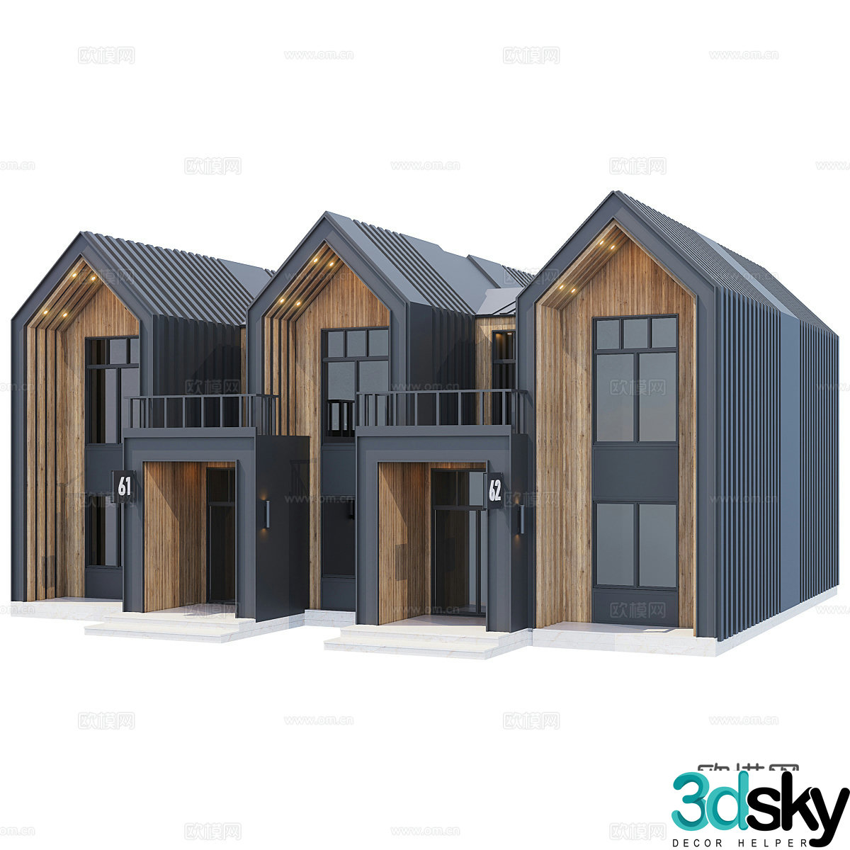 villa mountain house wooden house 3d model