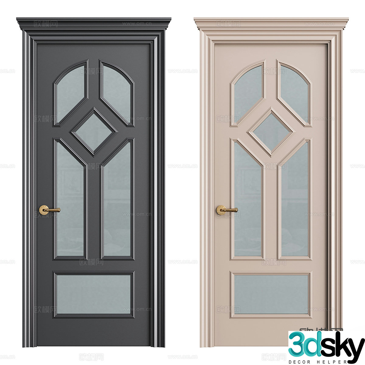 French bathroom door 3d model