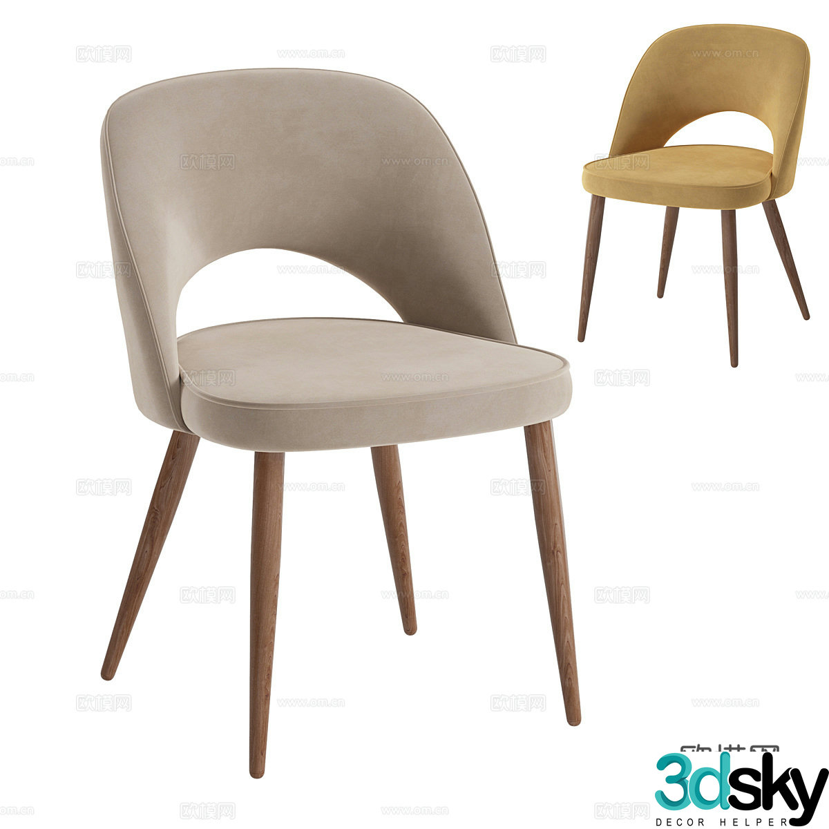 Modern nordic side chair 3d model